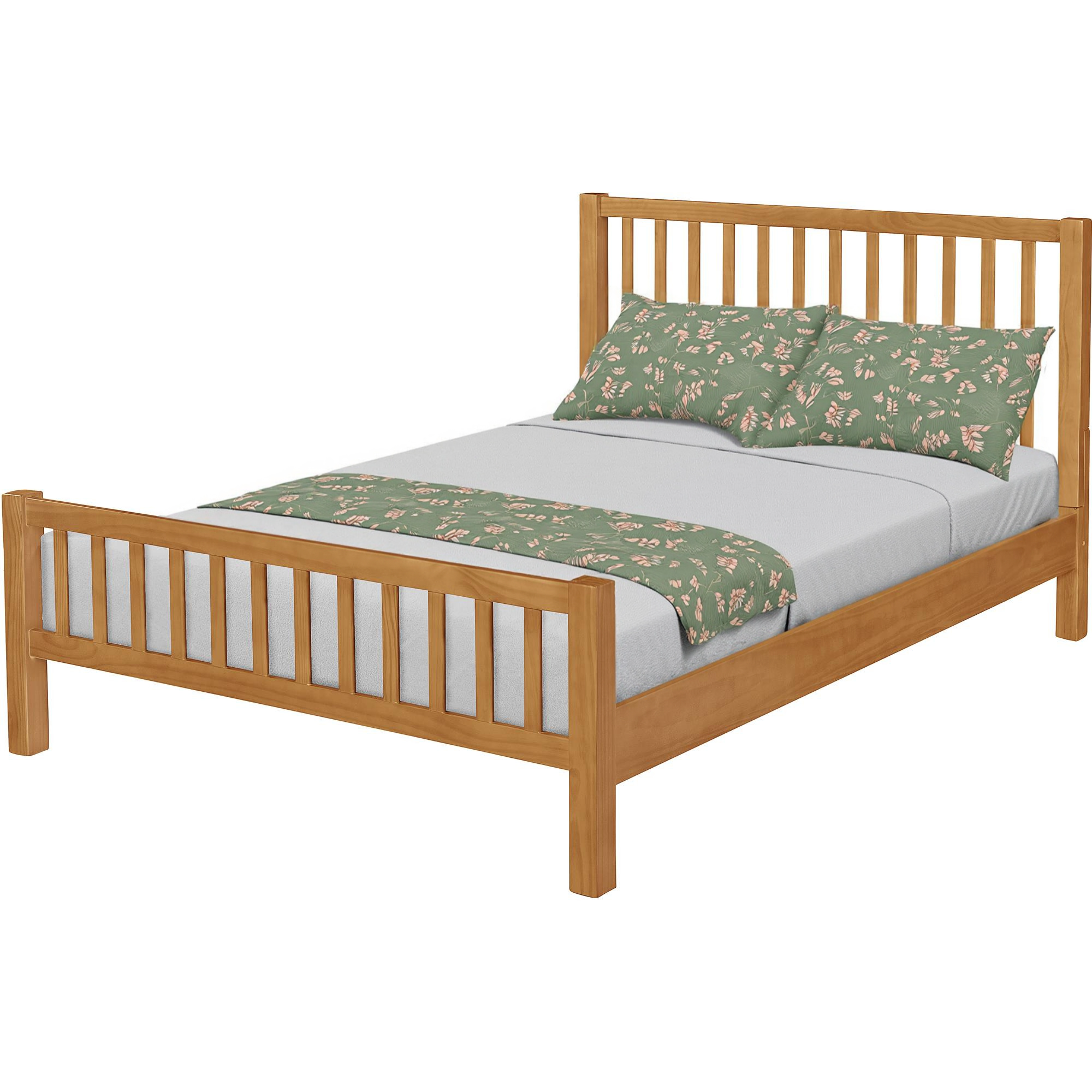 Natural Slat Back Solid Wood King Bed Frame