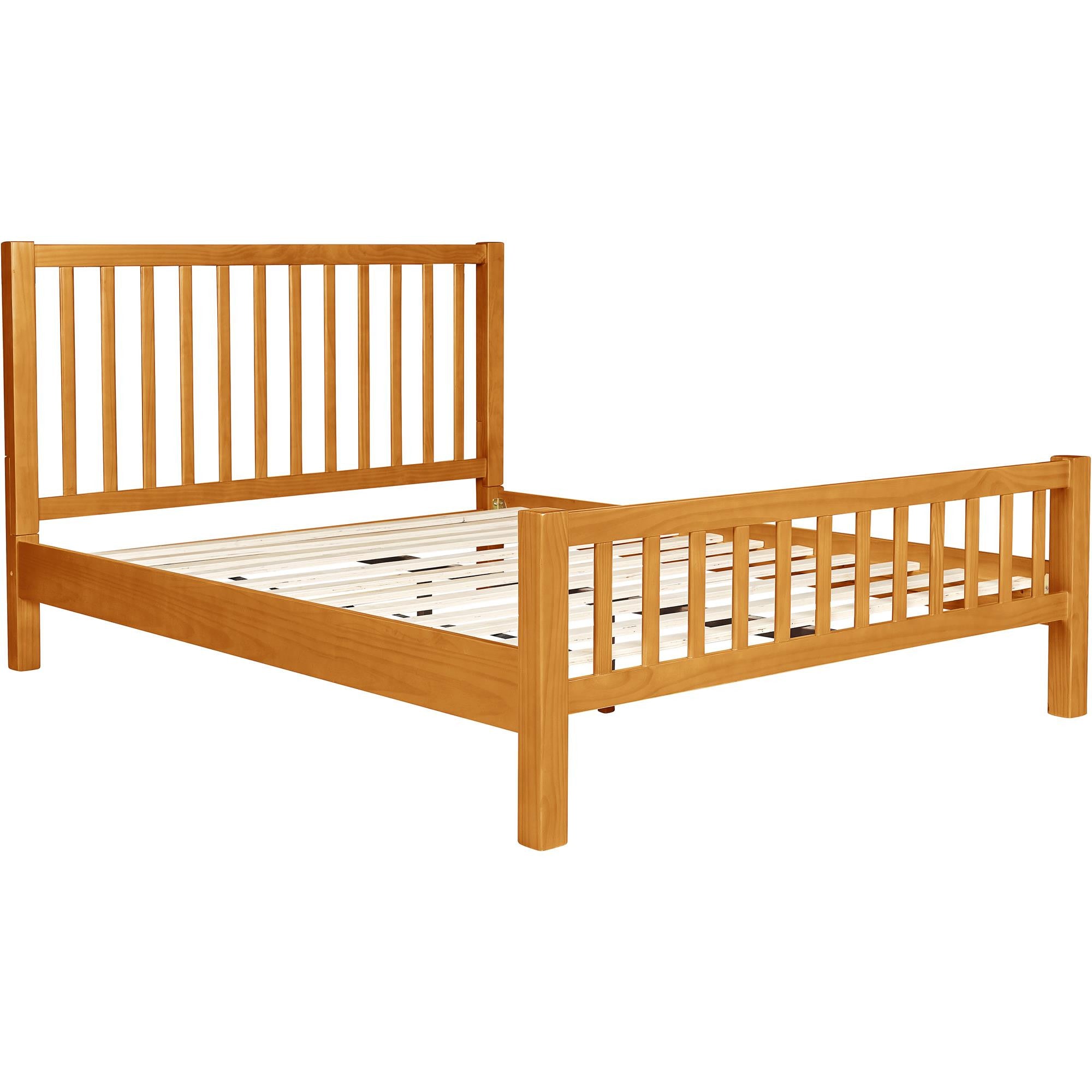 Natural Slat Back Solid Wood King Bed Frame