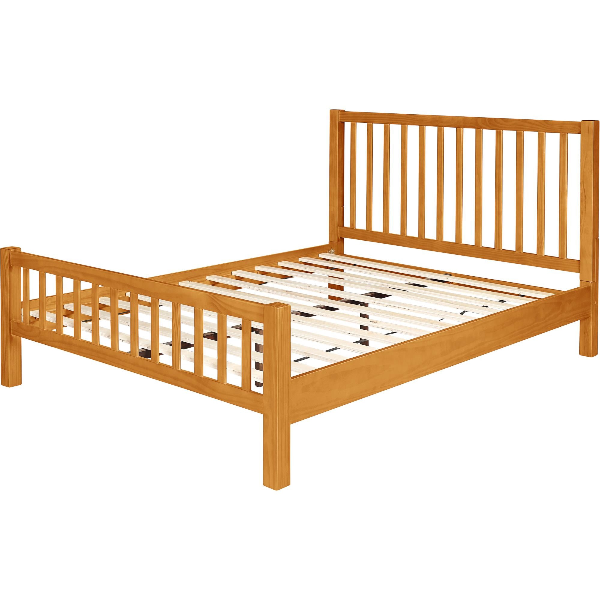 Natural Slat Back Solid Wood King Bed Frame