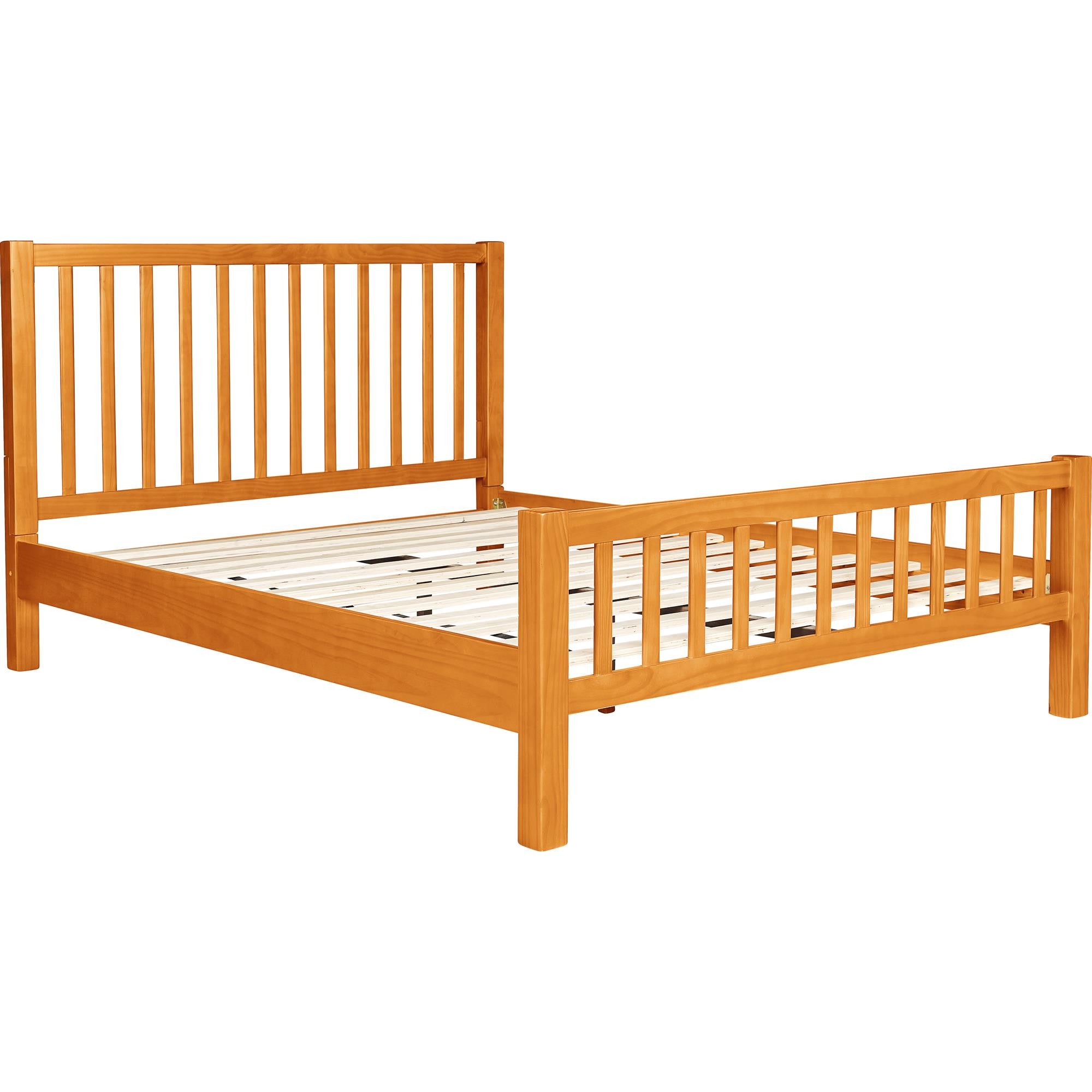 Brown Slat Back Solid Wood King Bed Frame