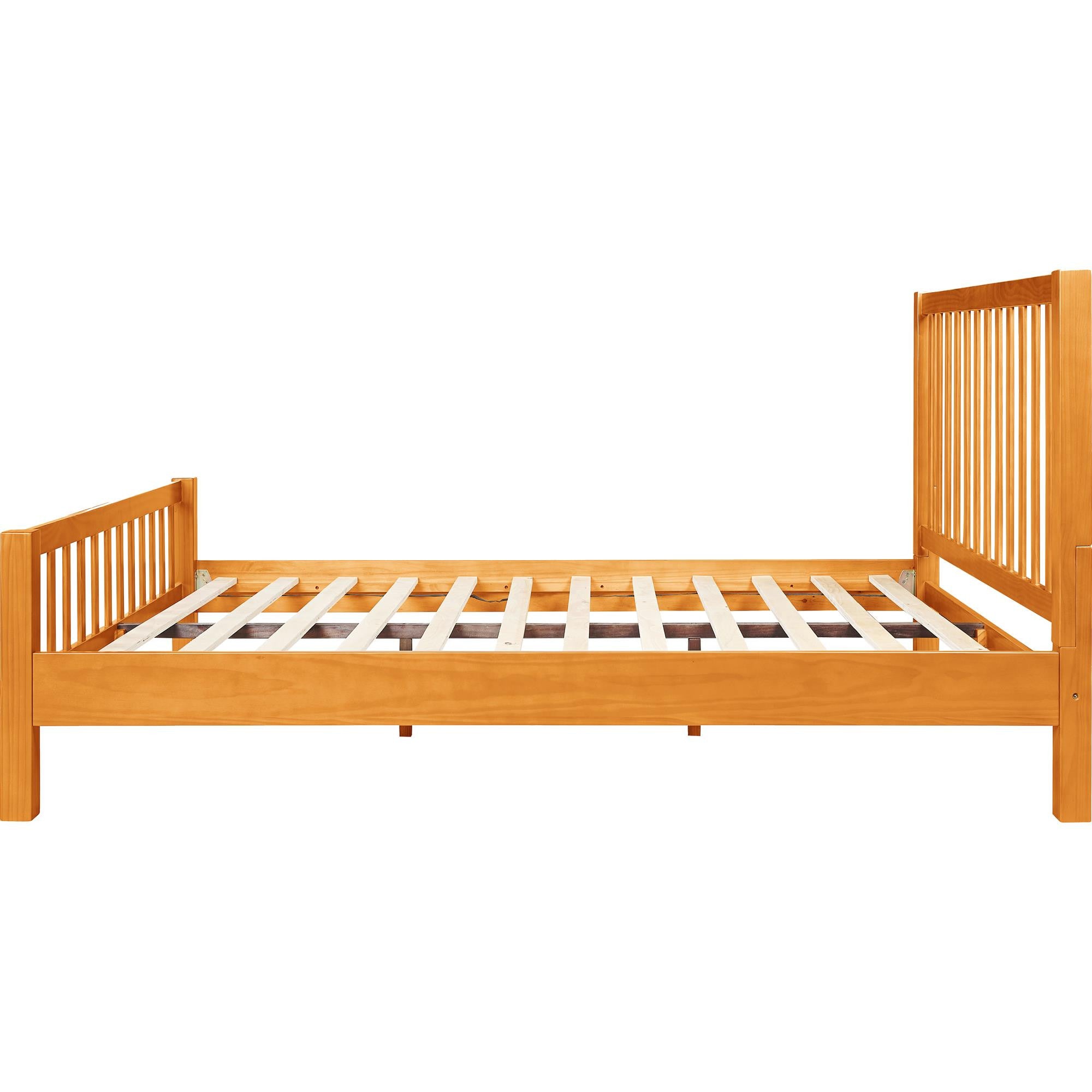 Brown Slat Back Solid Wood King Bed Frame