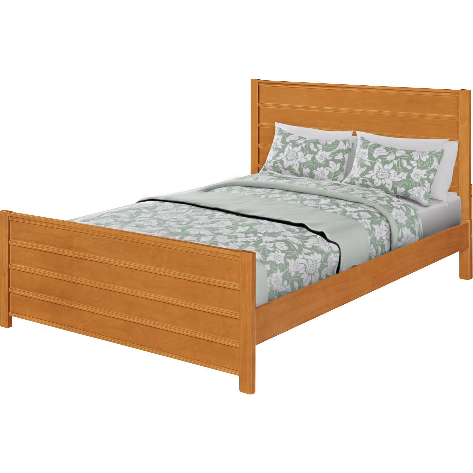 Brown Ribbed Texture Solid Wood Queen Bed Frame