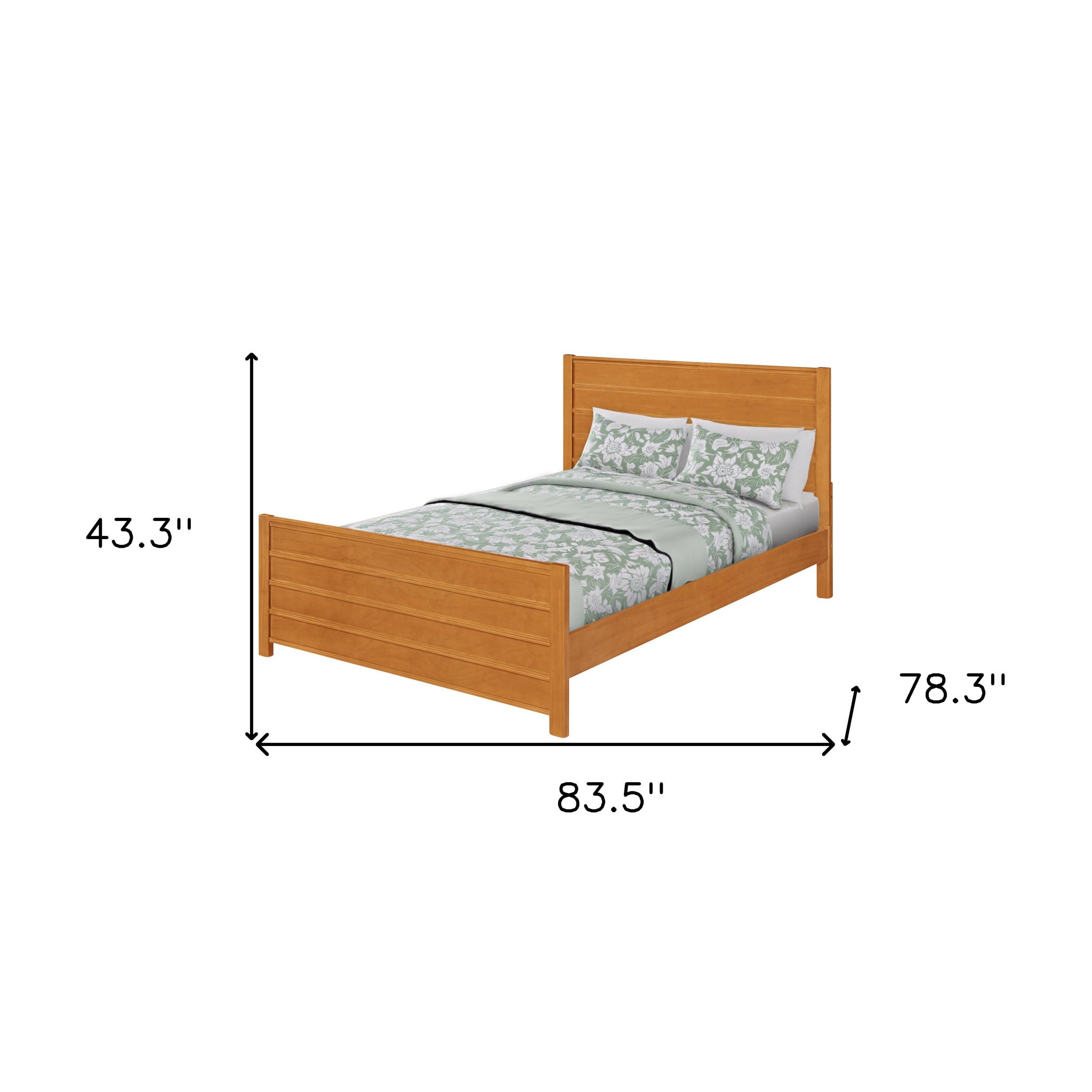 Brown Ribbed Texture Solid Wood King Bed Frame