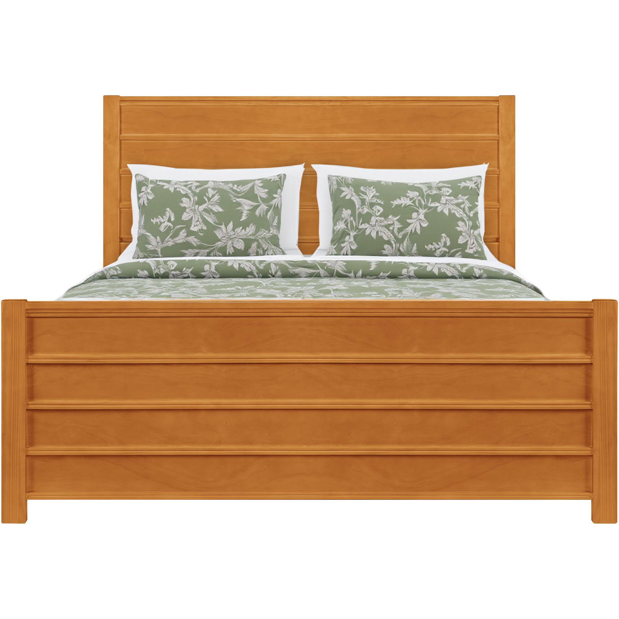Brown Ribbed Texture Solid Wood King Bed Frame