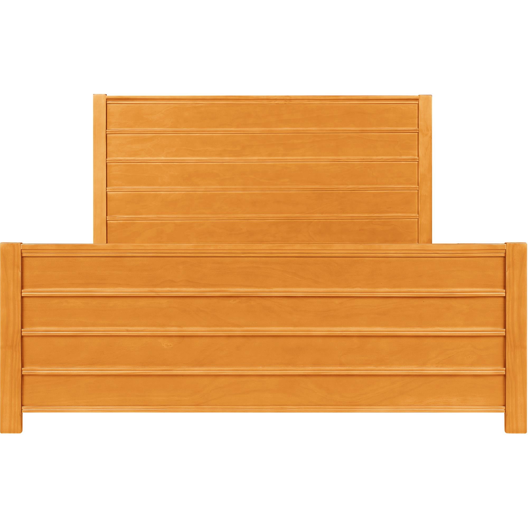 Brown Ribbed Texture Solid Wood King Bed Frame