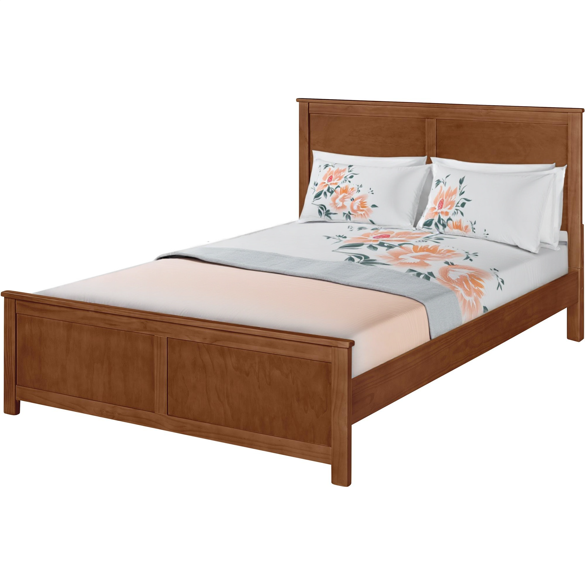 Brown Solid Wood King Bed Frame