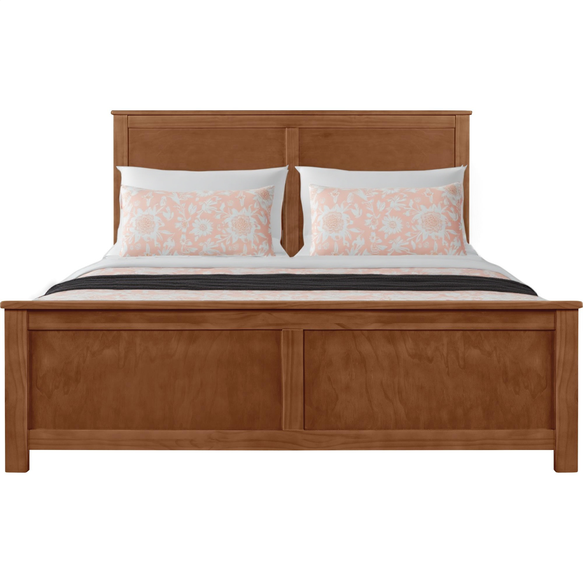 Brown Solid Wood King Bed Frame