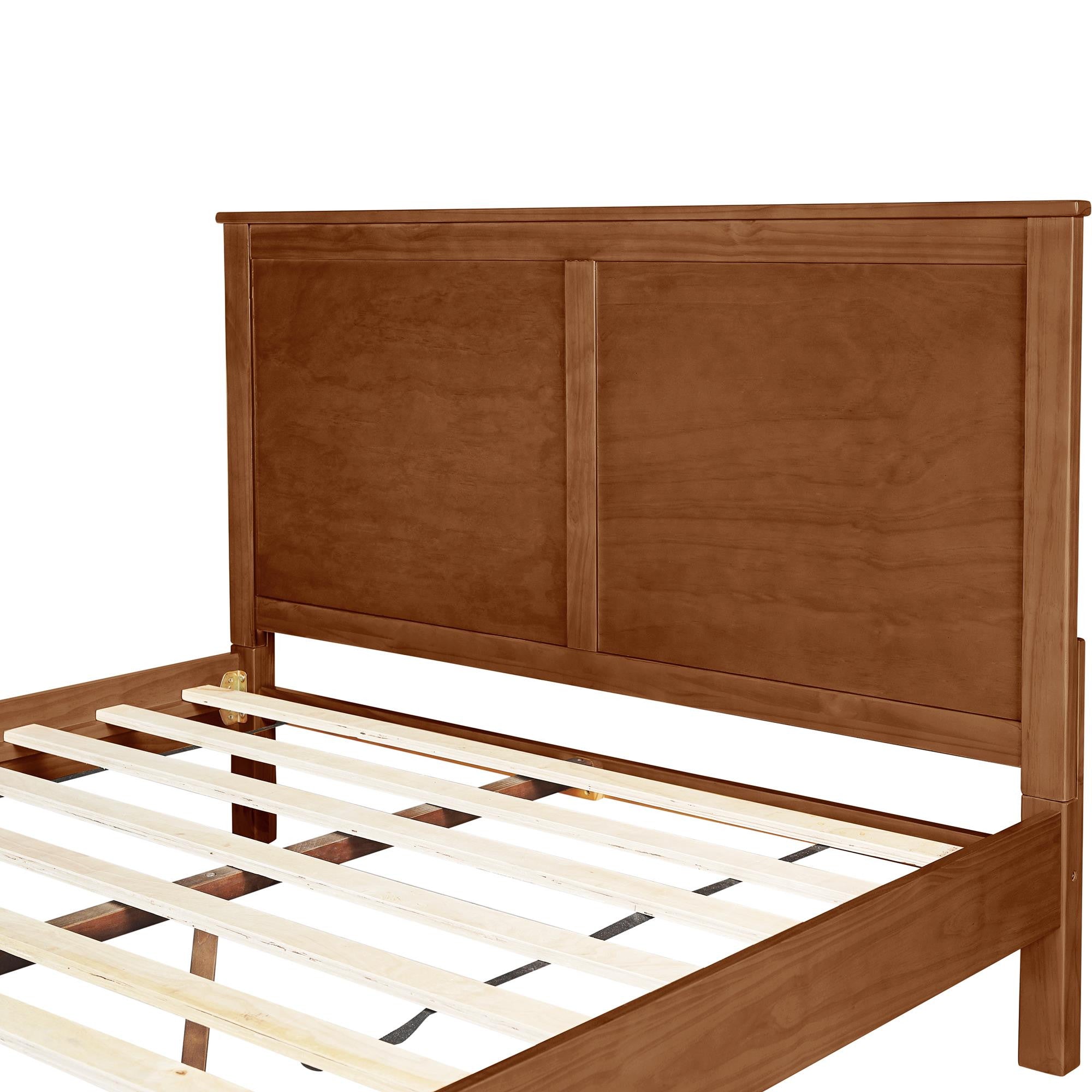Brown Solid Wood King Bed Frame