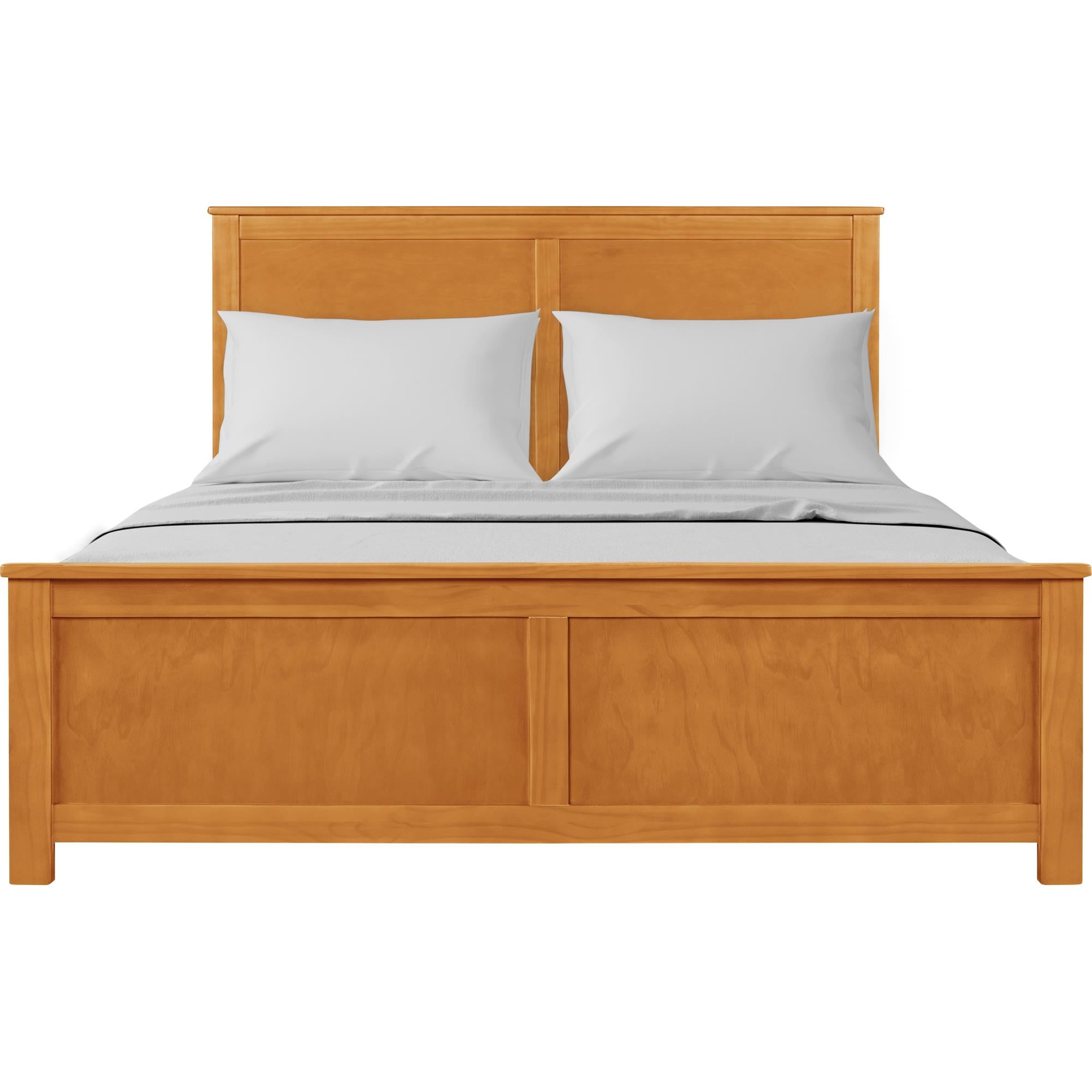 Brown Inlaid Panels Solid Wood Queen Bed Frame