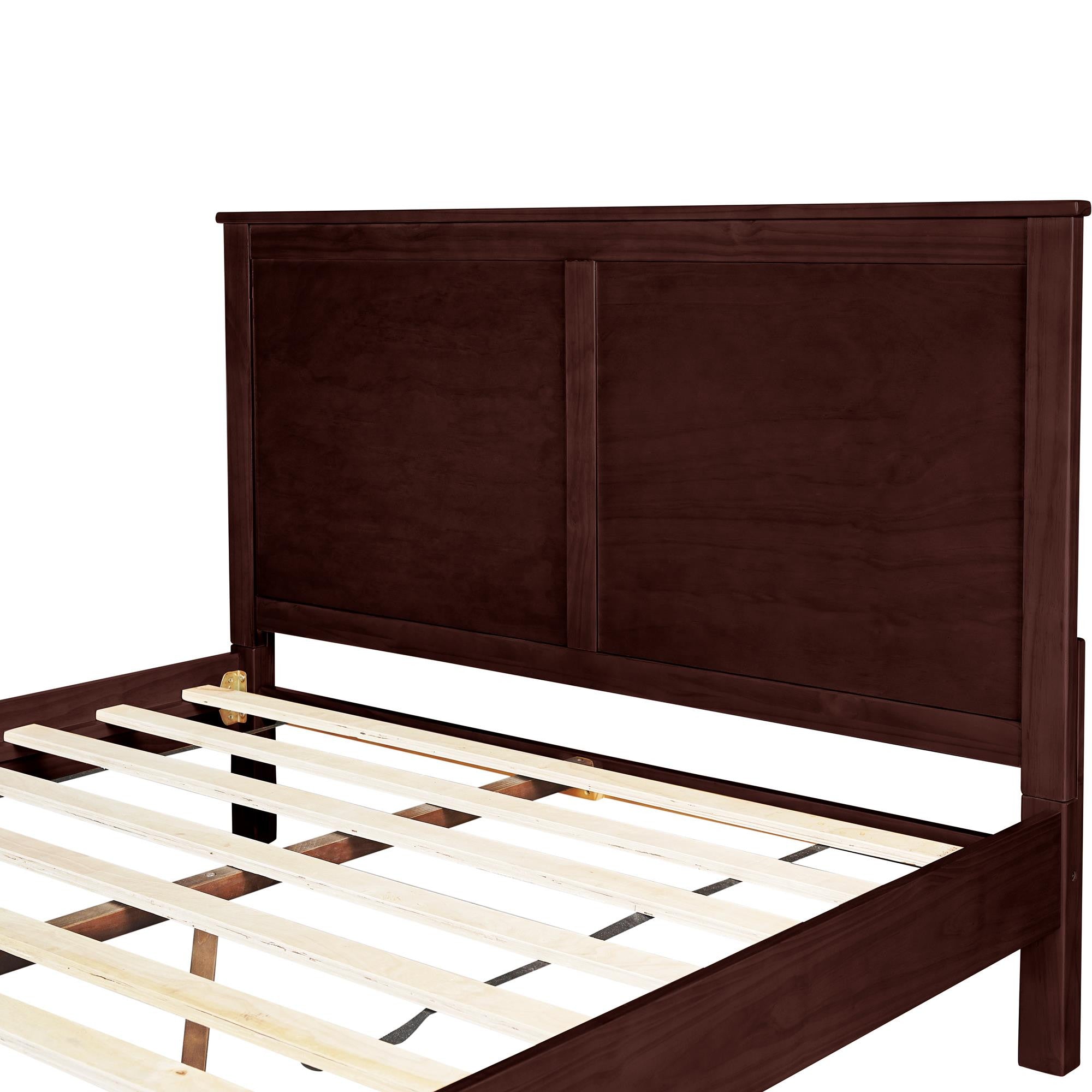Brown Solid Wood Queen Bed Frame