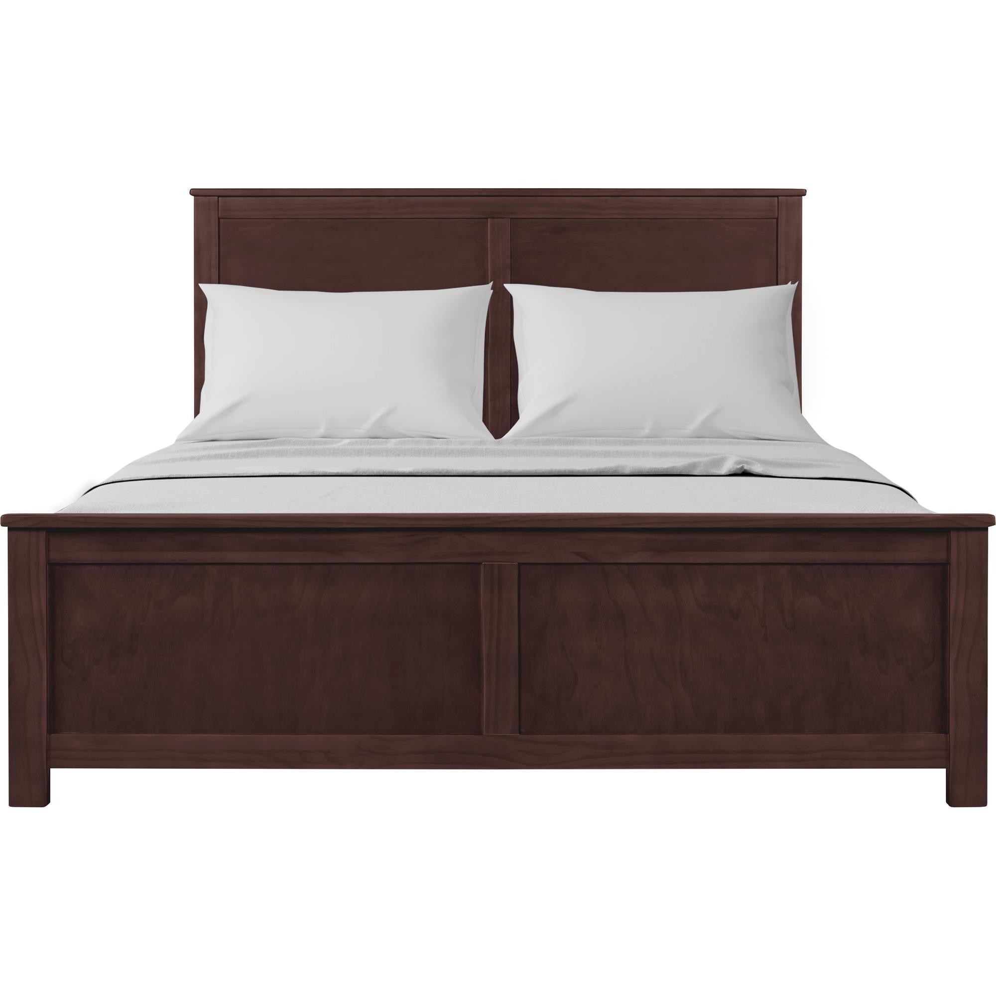 Espresso Inlaid Panels Solid Wood King Bed Frame