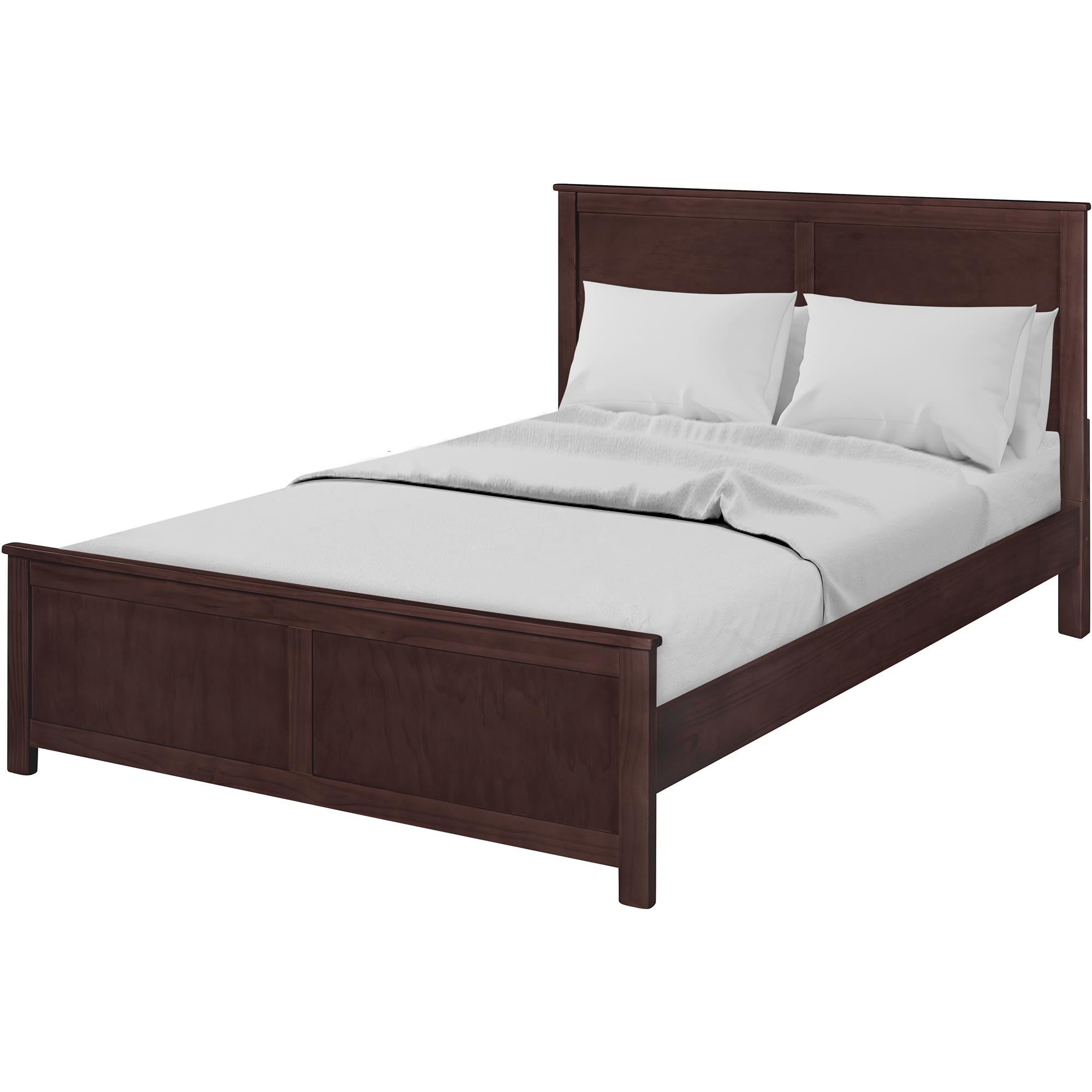Espresso Inlaid Panels Solid Wood King Bed Frame