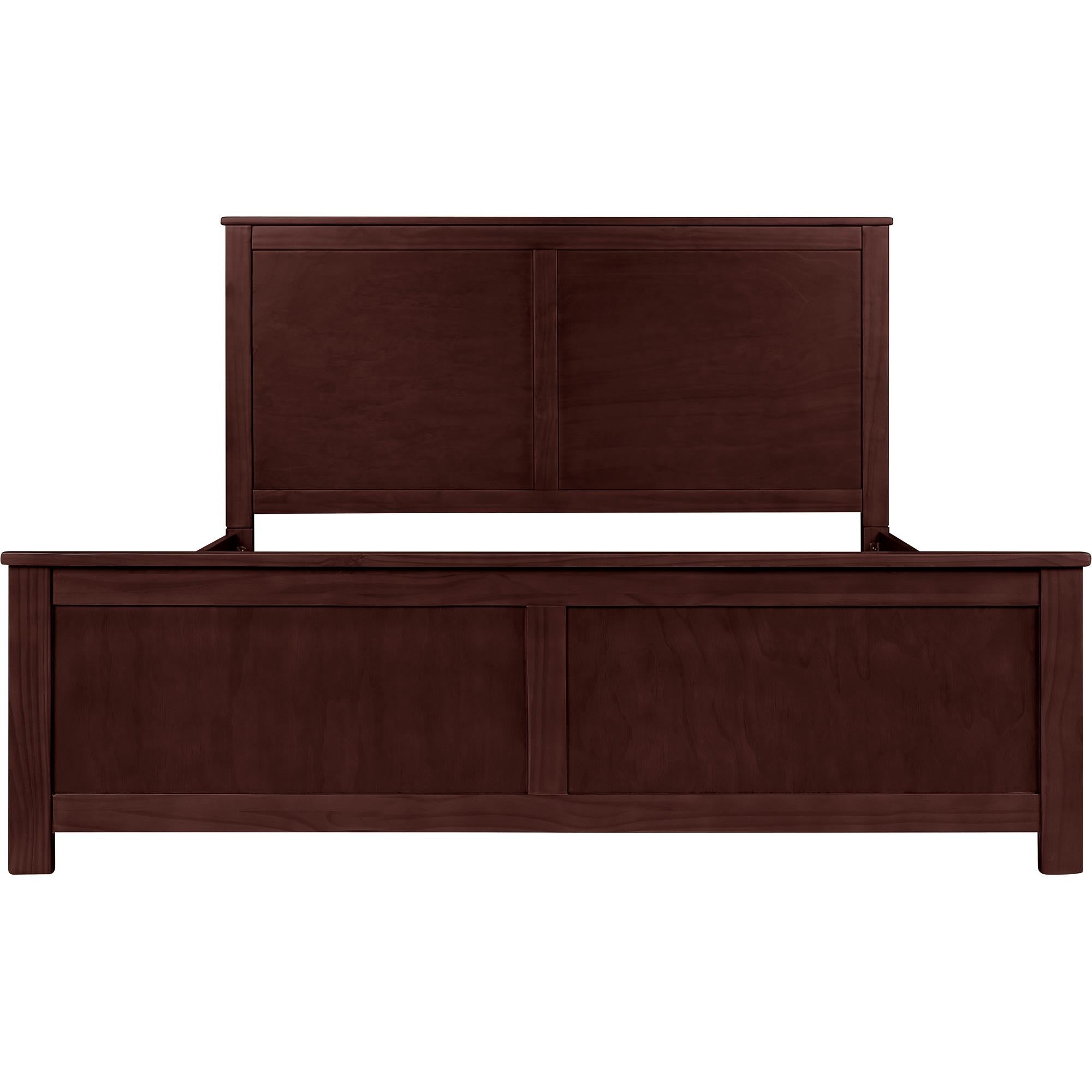 Espresso Inlaid Panels Solid Wood King Bed Frame