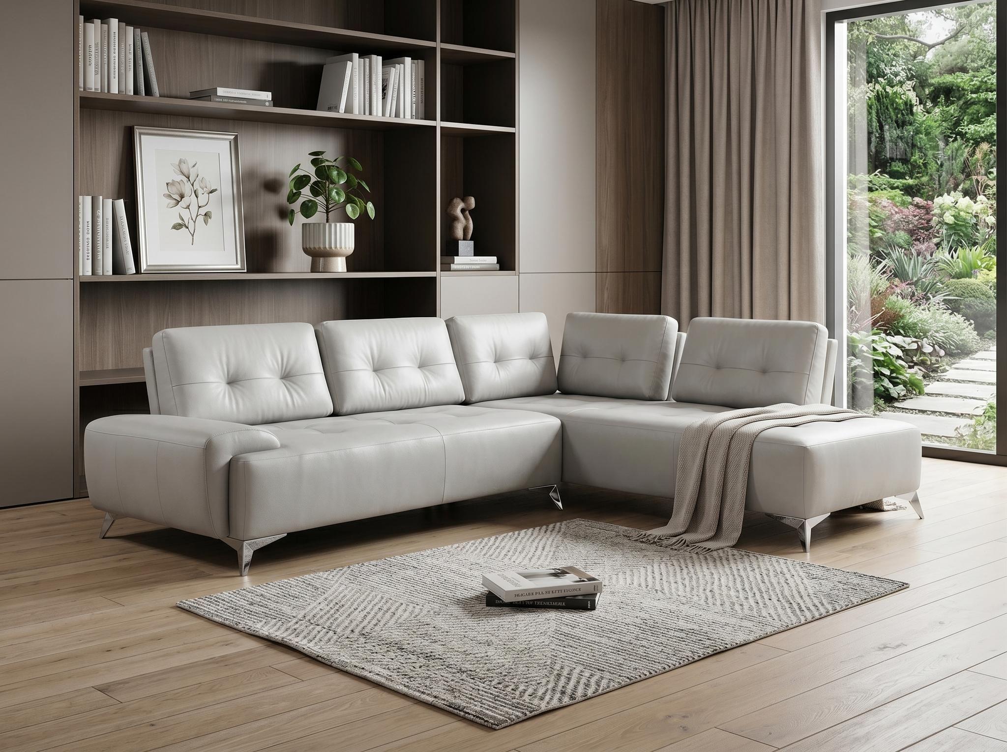 White Leather L Shaped Two Piece Seating Component