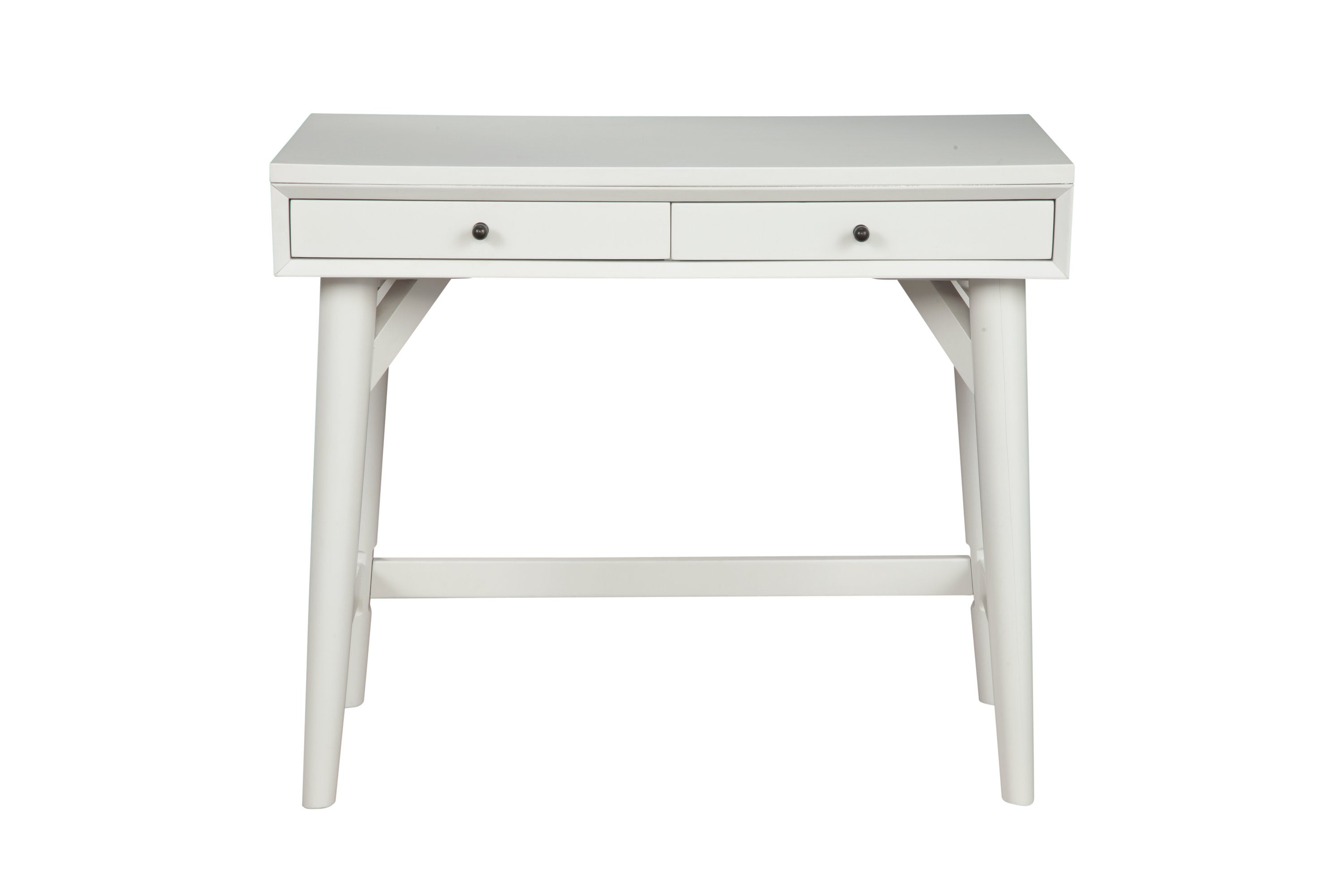36" White Solid Manufactured Wood Writing Desk with Two Drawers