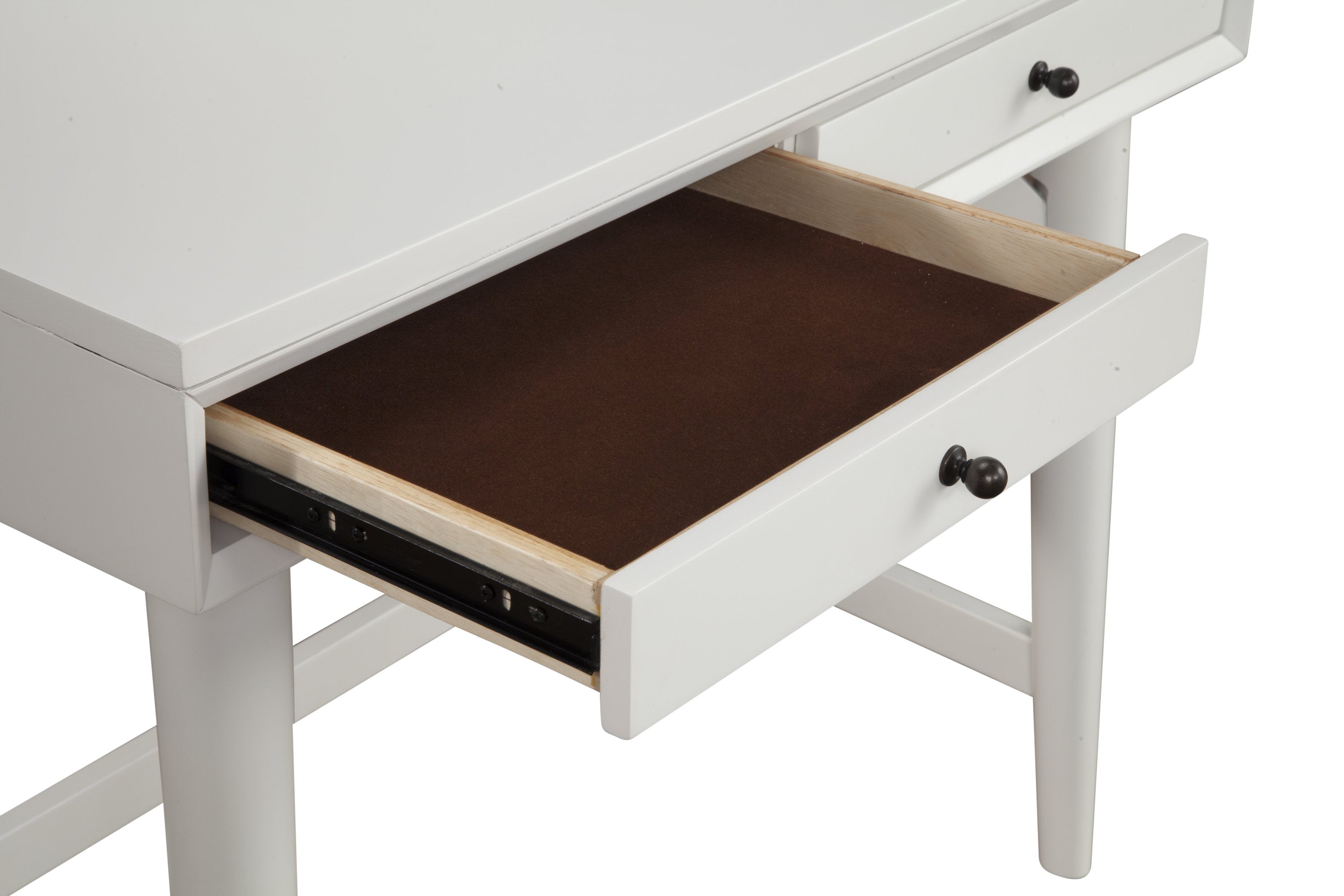36" White Solid Manufactured Wood Writing Desk with Two Drawers
