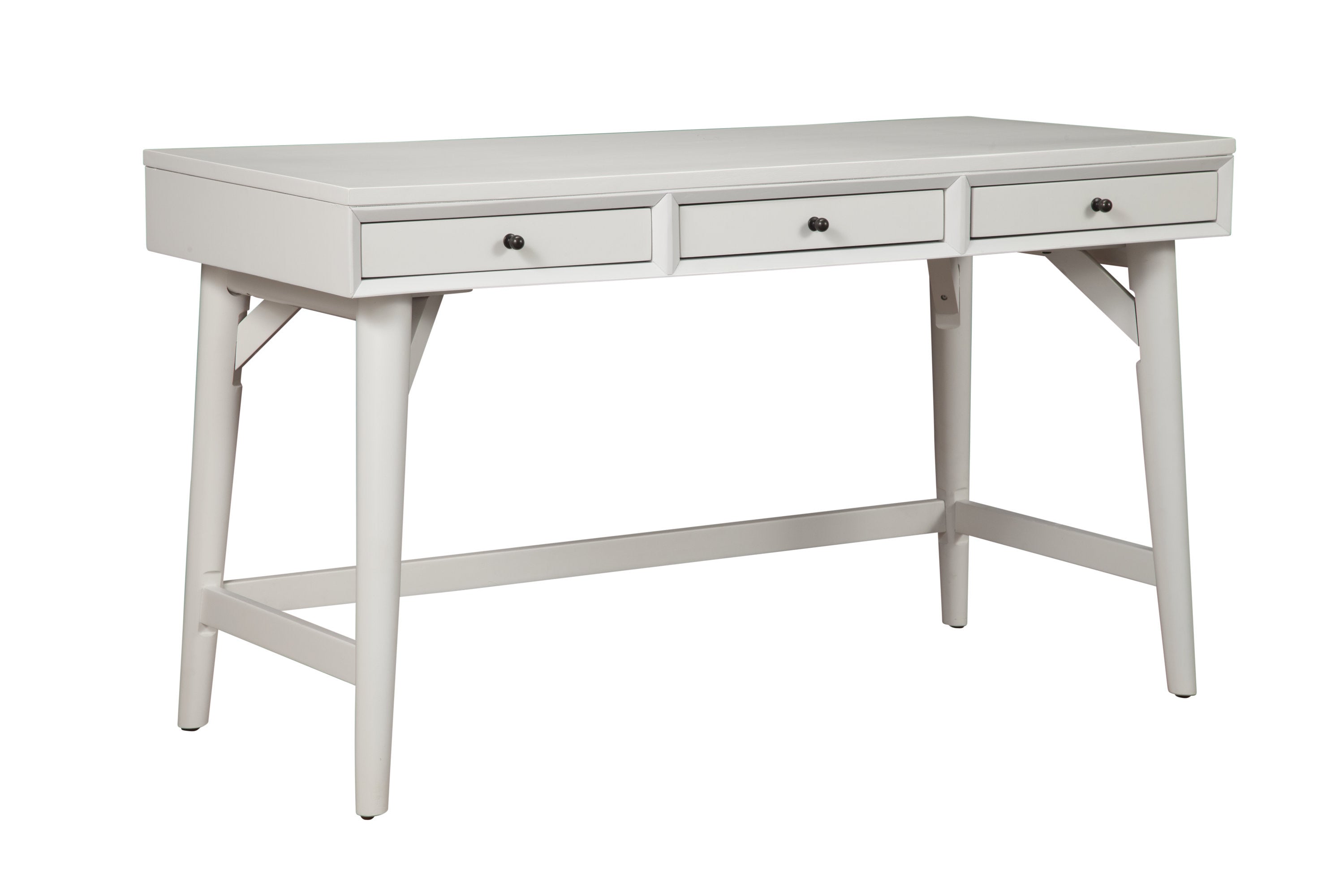 52" White Solid Manufactured Wood Writing Desk with Three Drawers