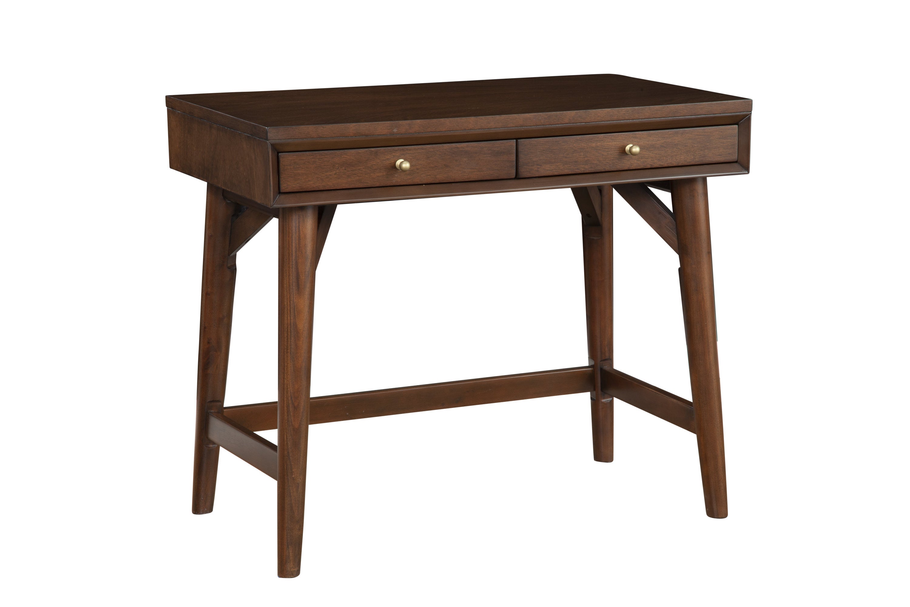 36" Brown Solid Manufactured Wood Writing Desk with Two Drawers