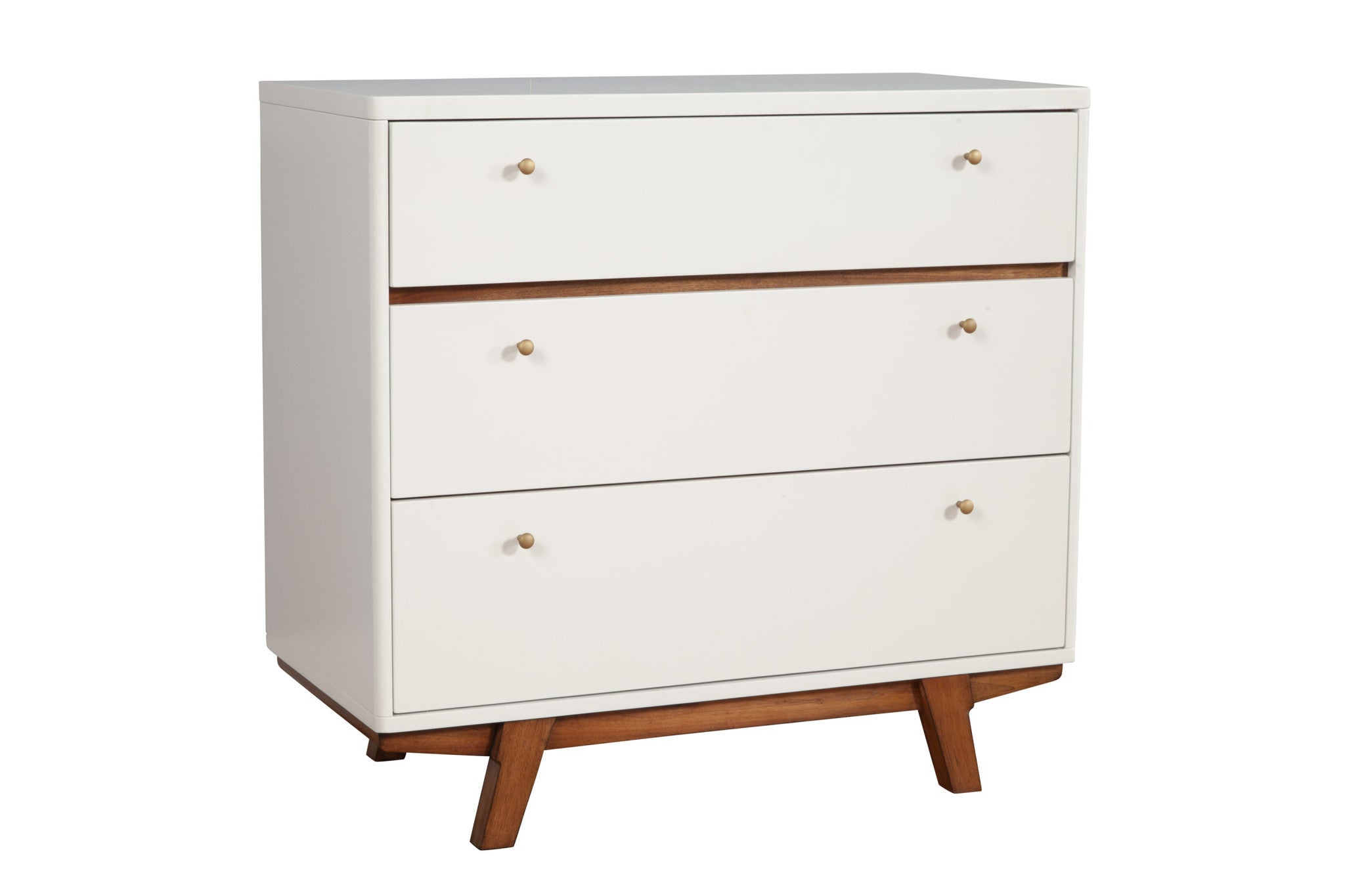36" Brown And White Solid Wood Three Drawer Dresser