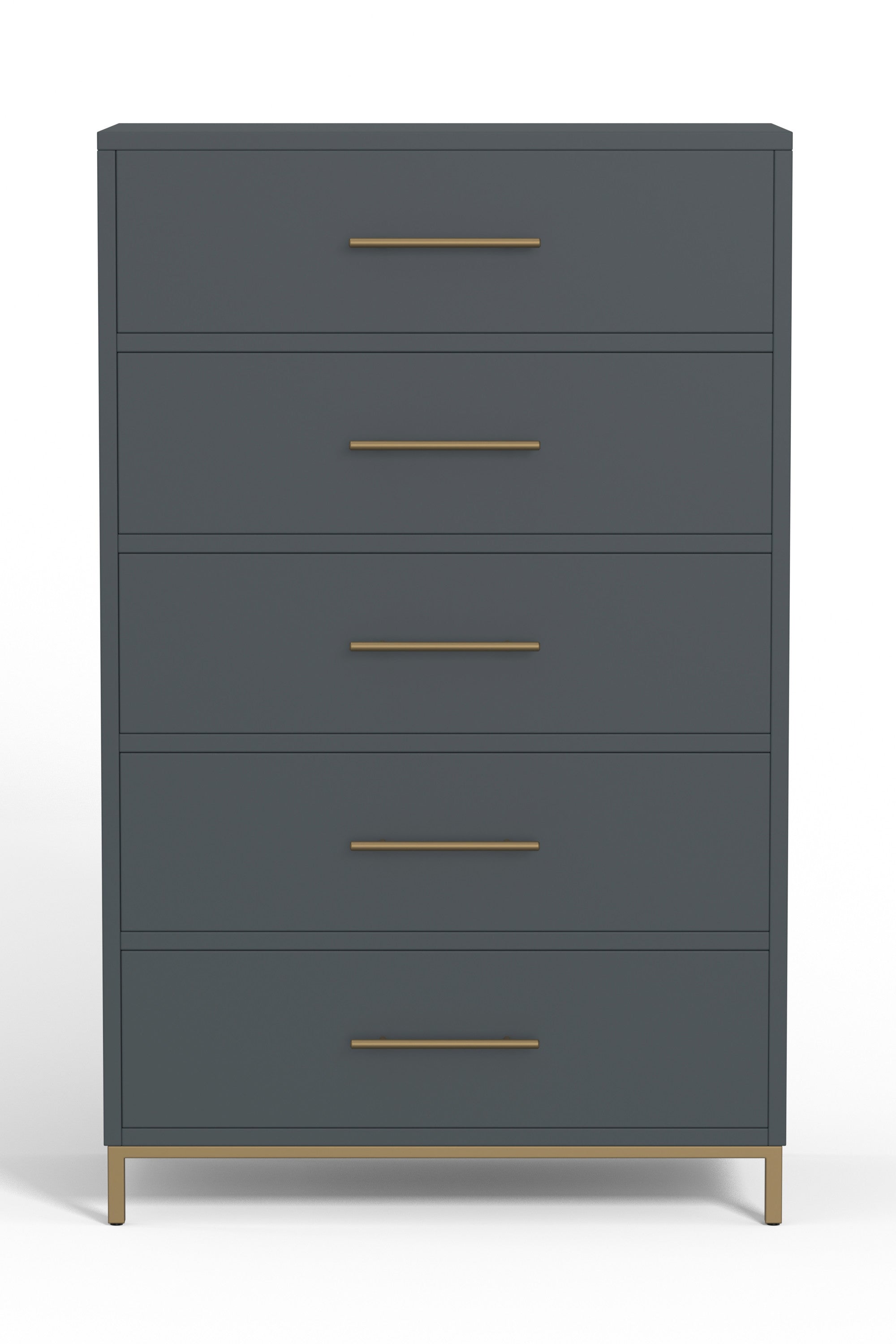 33" Gray Solid Wood Five Drawer Dresser