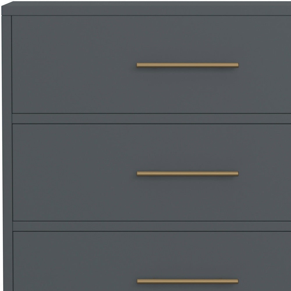 33" Gray Solid Wood Five Drawer Dresser