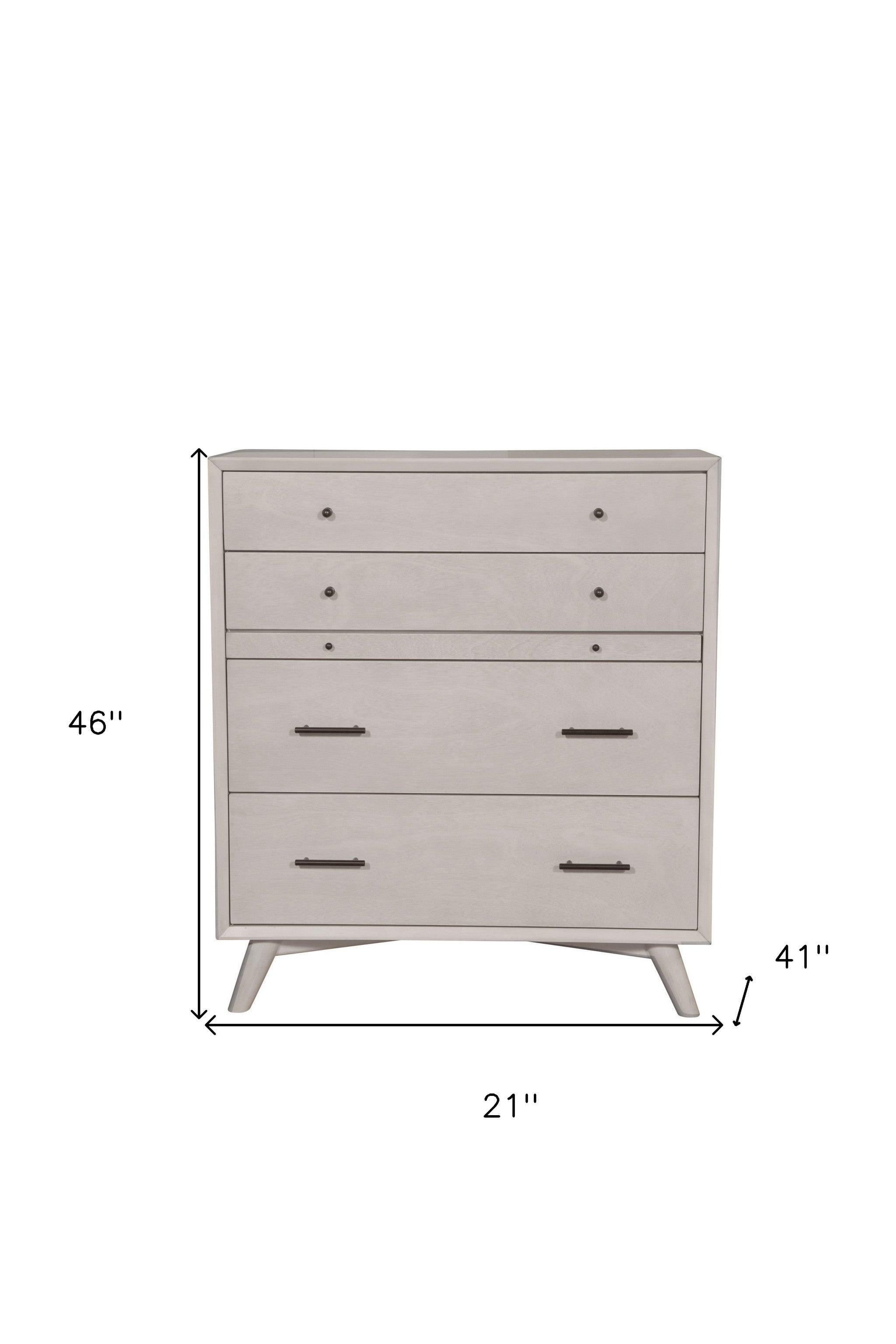 38" Gray Solid Wood Four Drawer Dresser