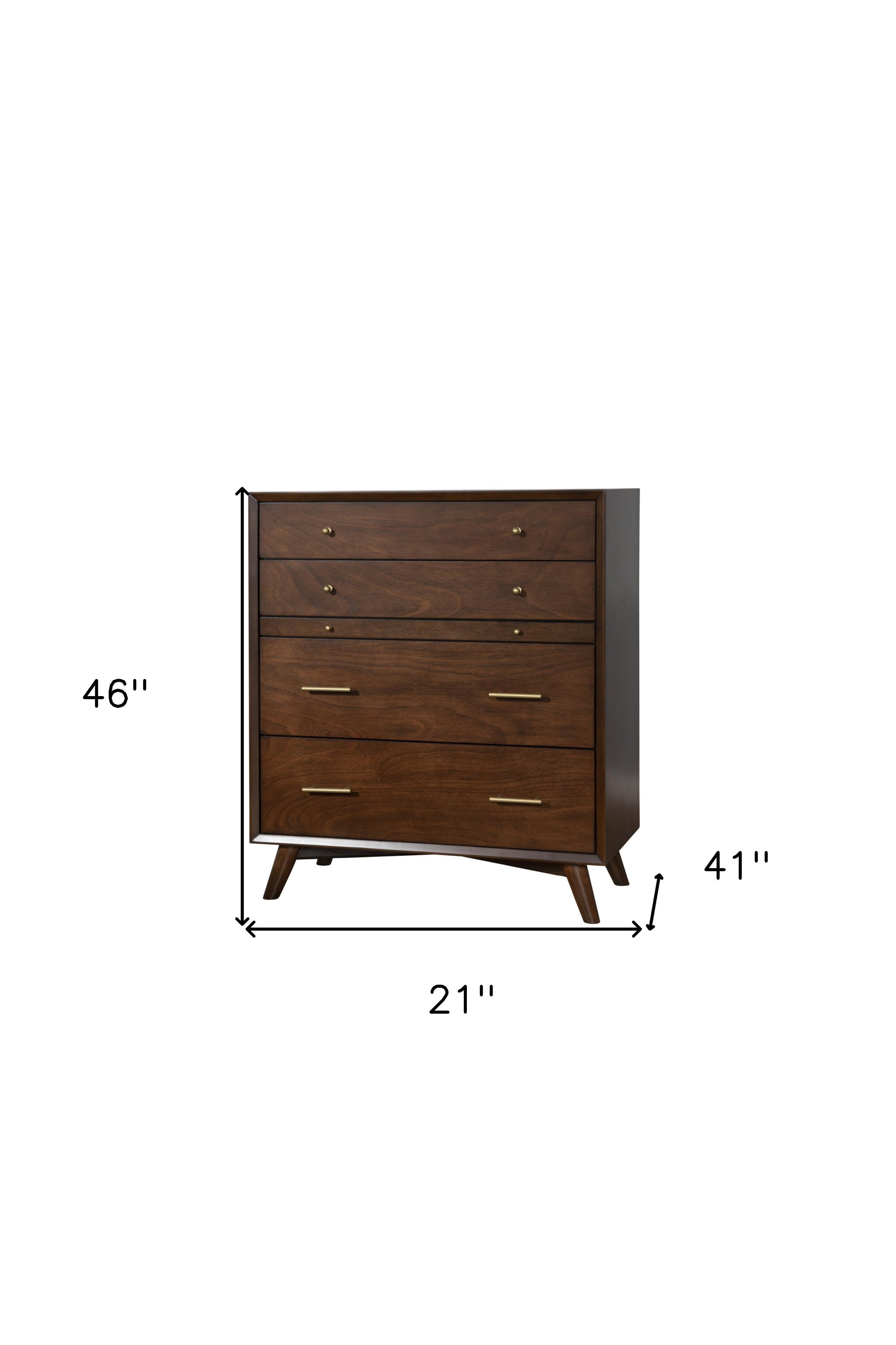 38" Mahogany Solid Wood Four Drawer Dresser