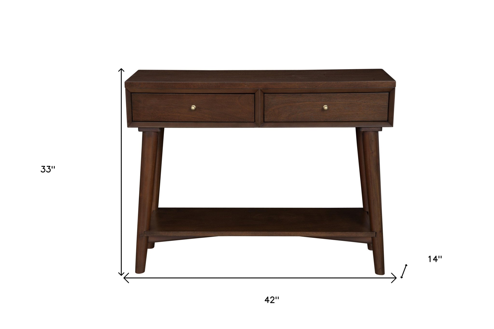 42" Brown Solid and Manufactured Wood Floor Shelf Console Table With Storage With Storage