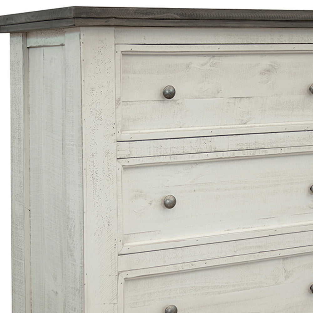39" Gray And Ivory Solid Wood Four Drawer Dresser
