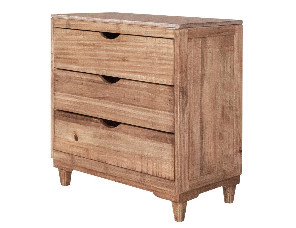36" Natural Solid Wood Three Drawer Dresser