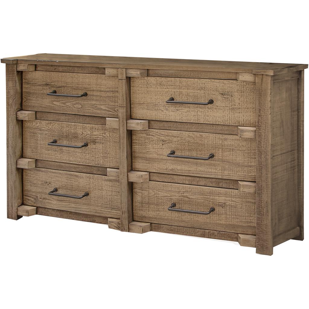 67" Natural Solid Wood Six Drawer Double Dresser