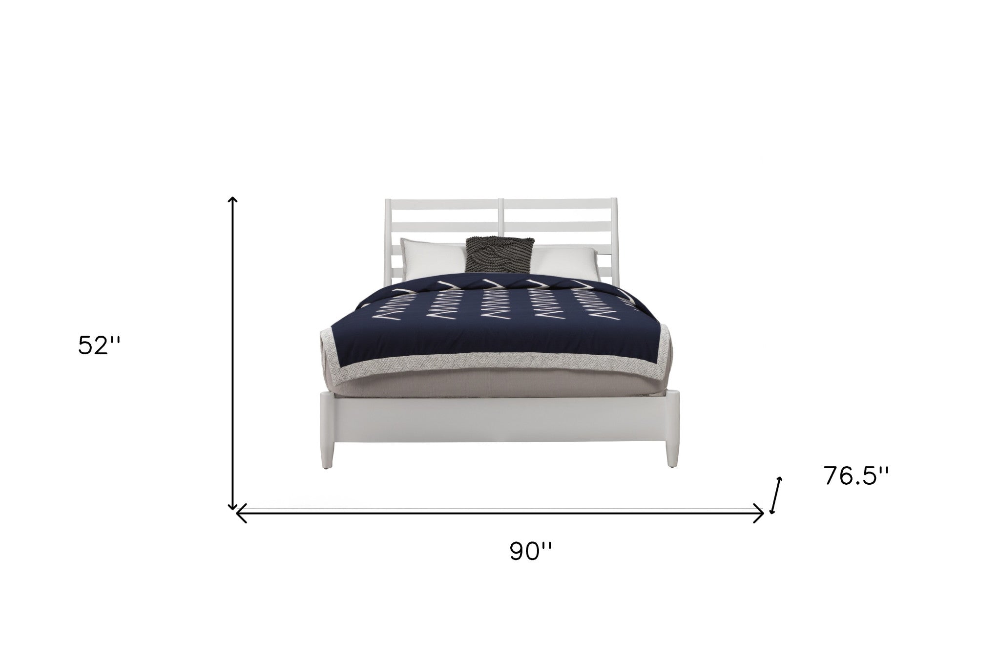 White Slat Back Solid Wood California King Bed Frame