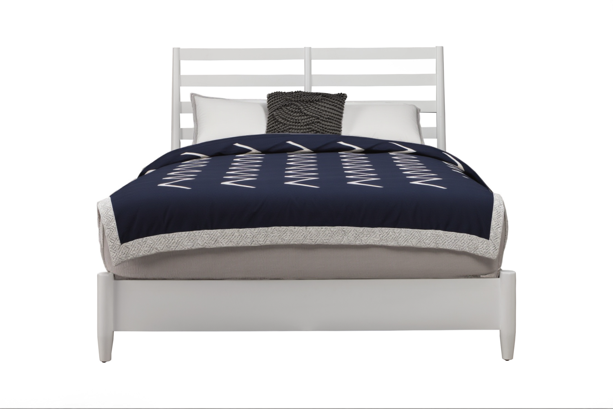 White Slat Back Solid Wood California King Bed Frame