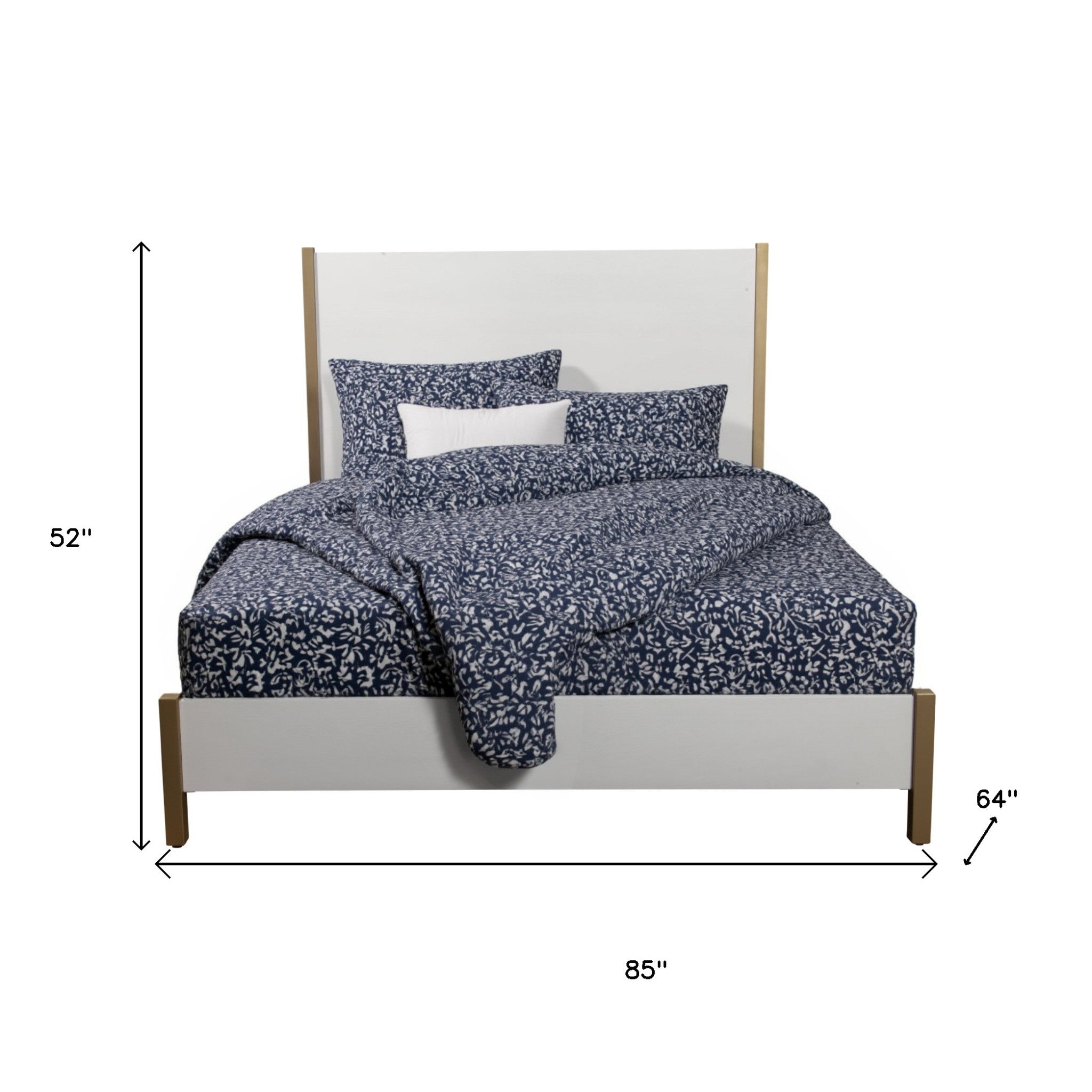 Gold And White Wood Queen Bed Frame
