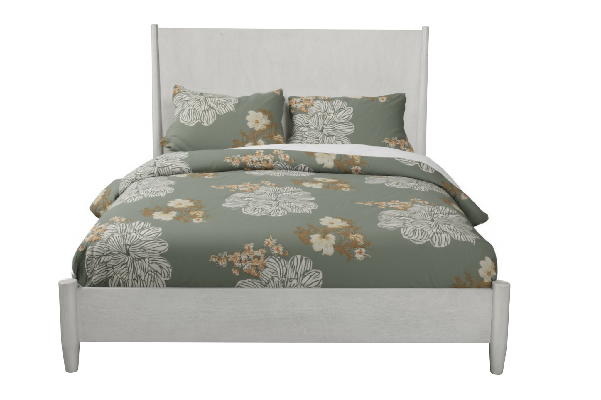 Gray Solid Wood Queen Bed Frame