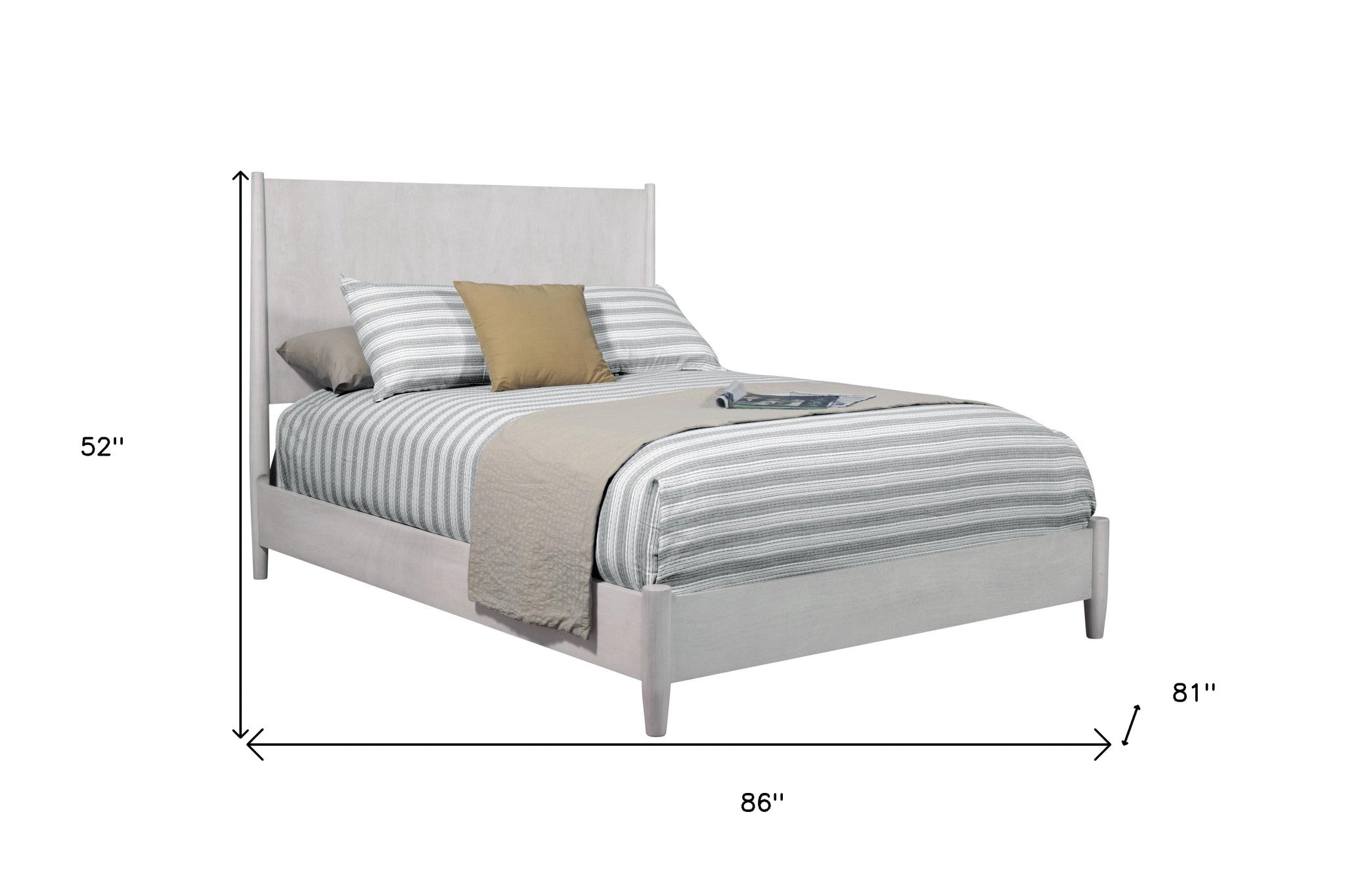 Gray Solid Wood King Bed Frame