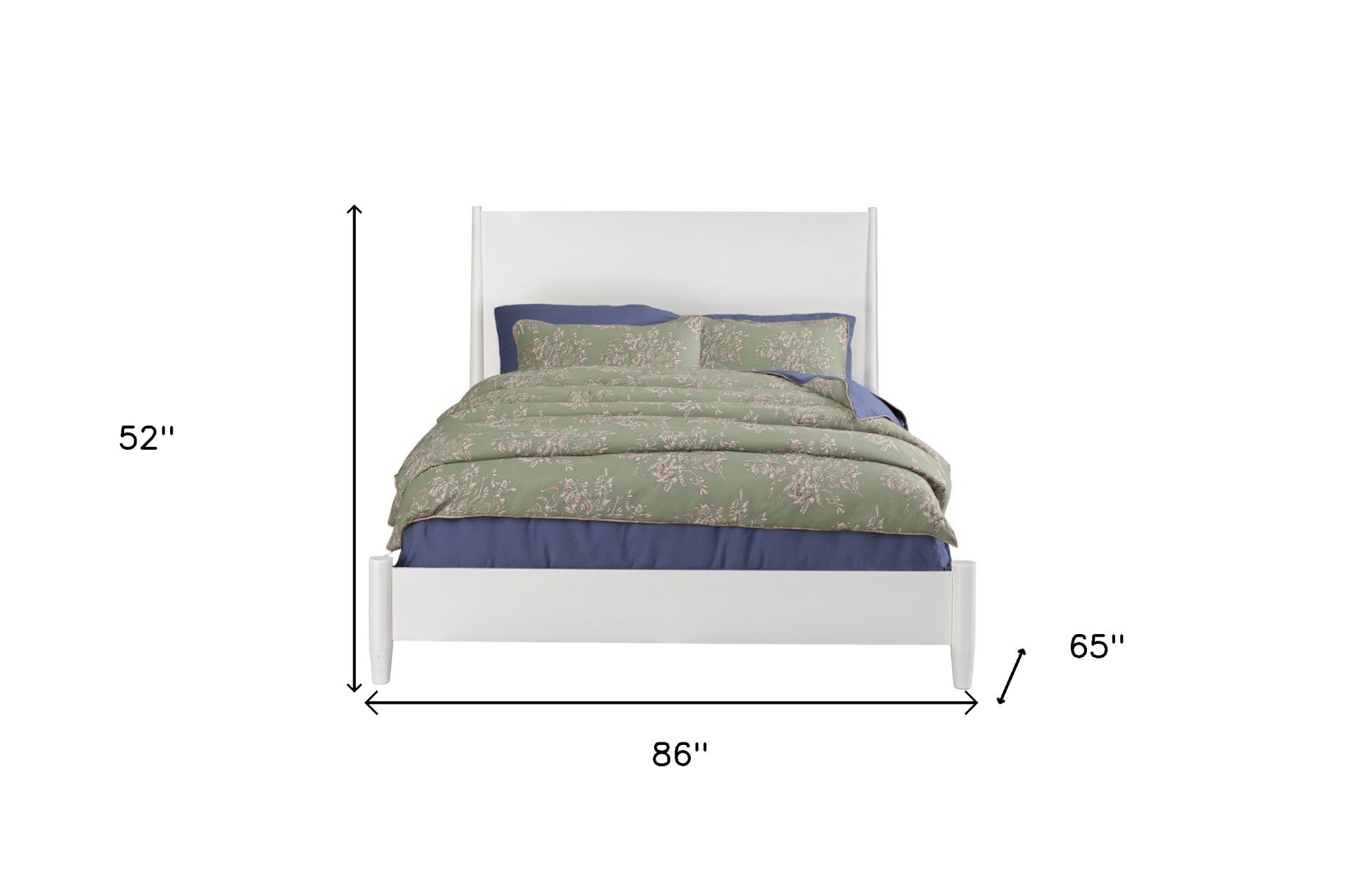 White Solid Wood Queen Bed Frame
