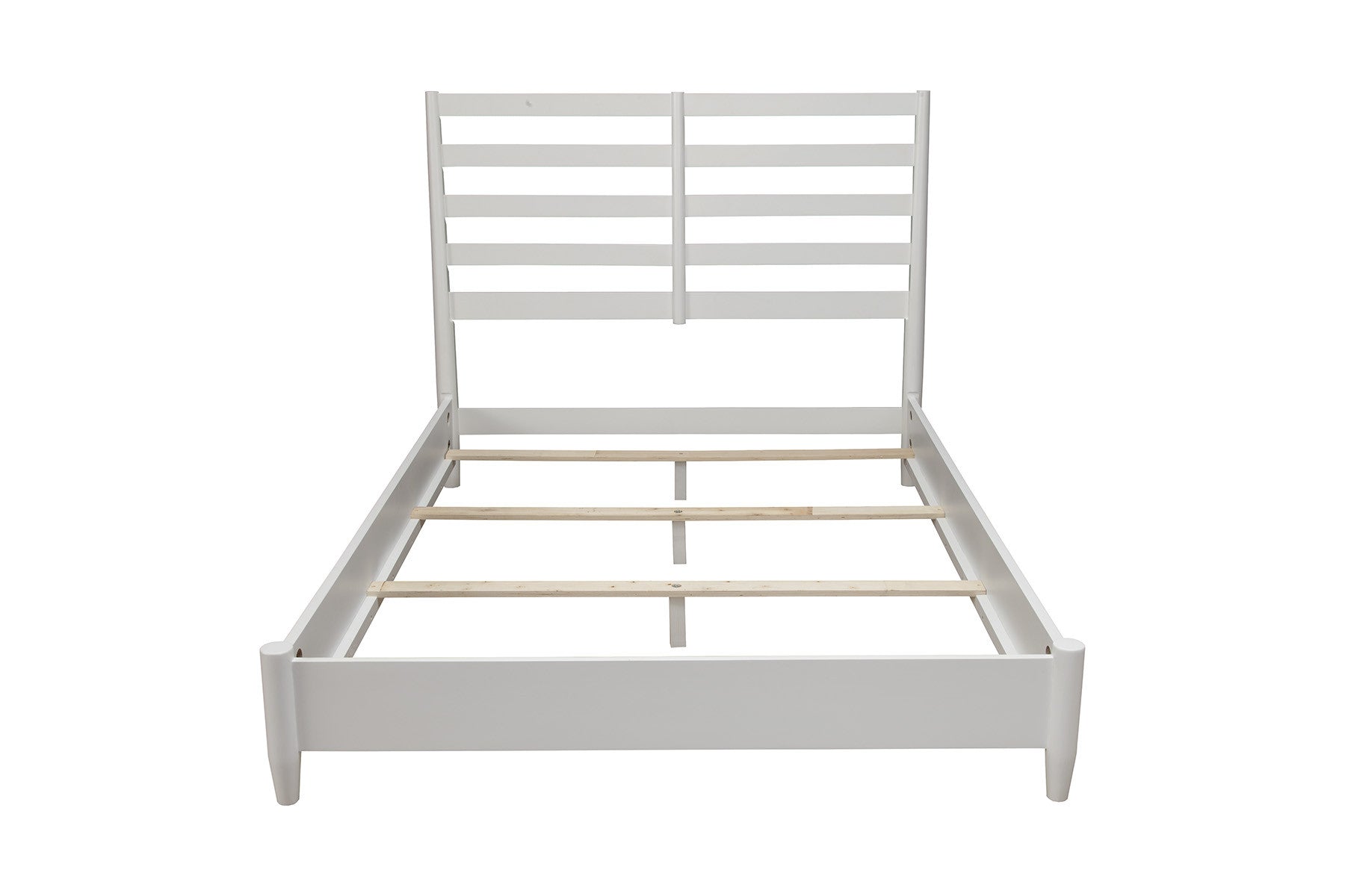 White Slat Back Solid Wood Full Bed Frame