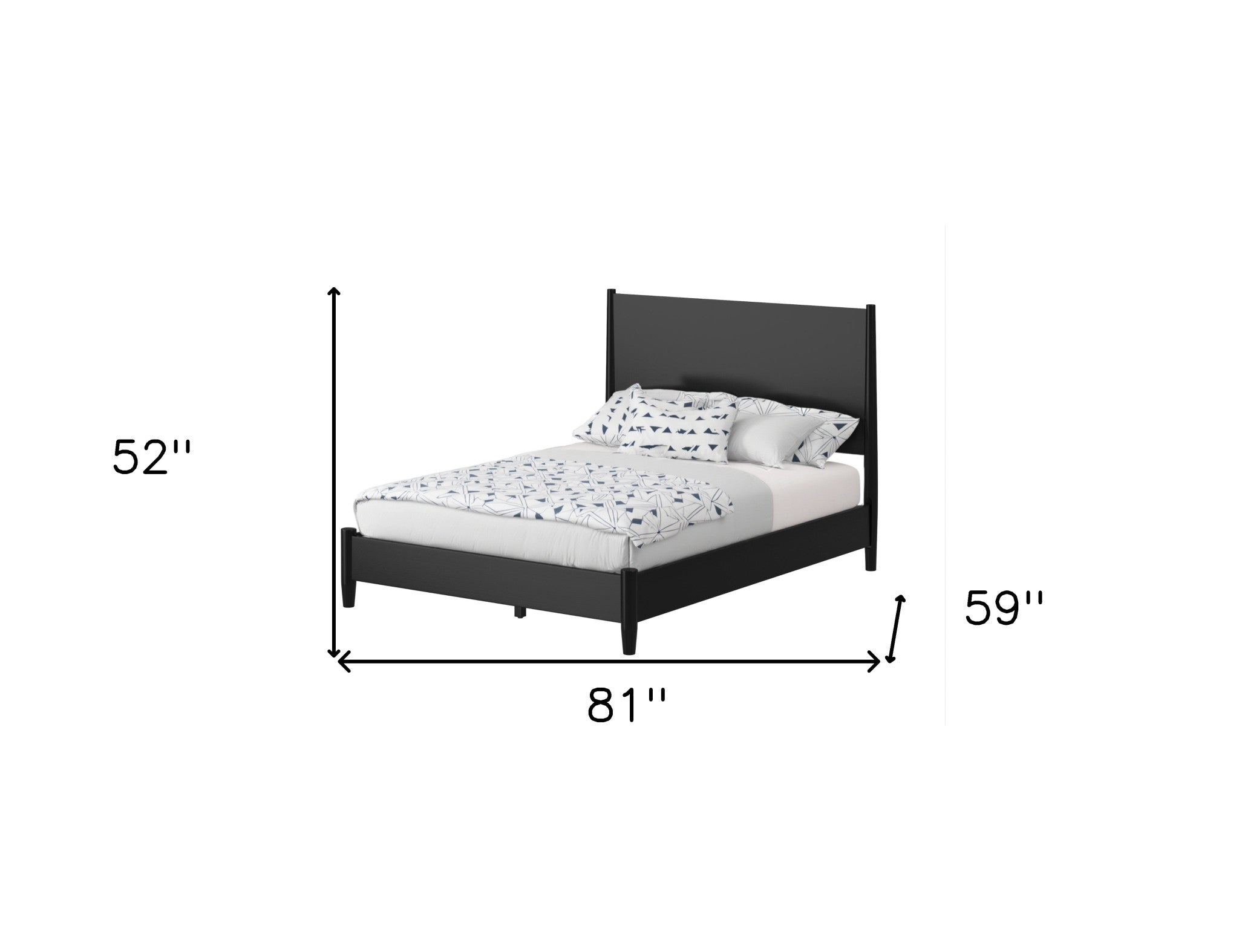 Black Solid Wood Full Bed Frame