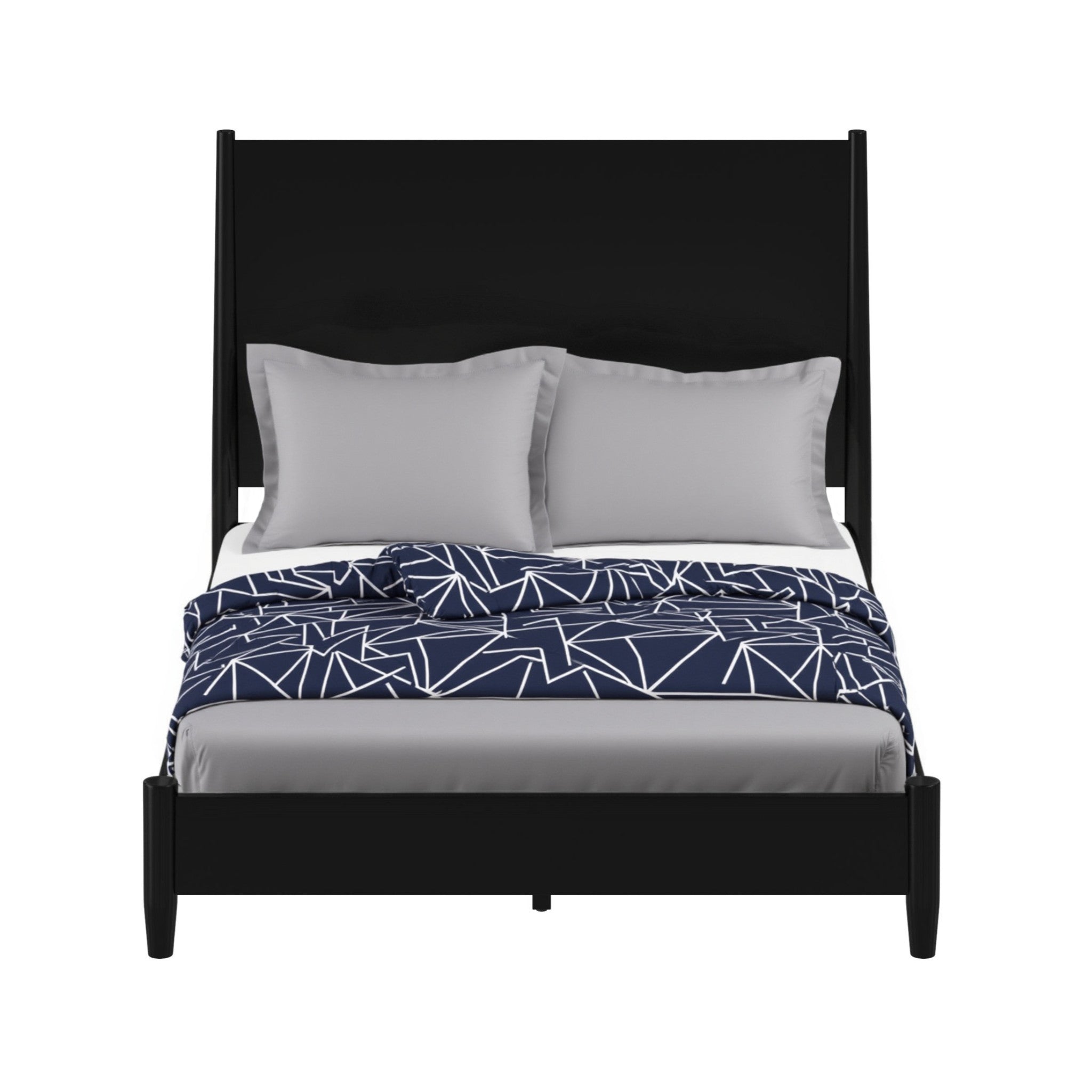 Black Solid Wood Full Bed Frame