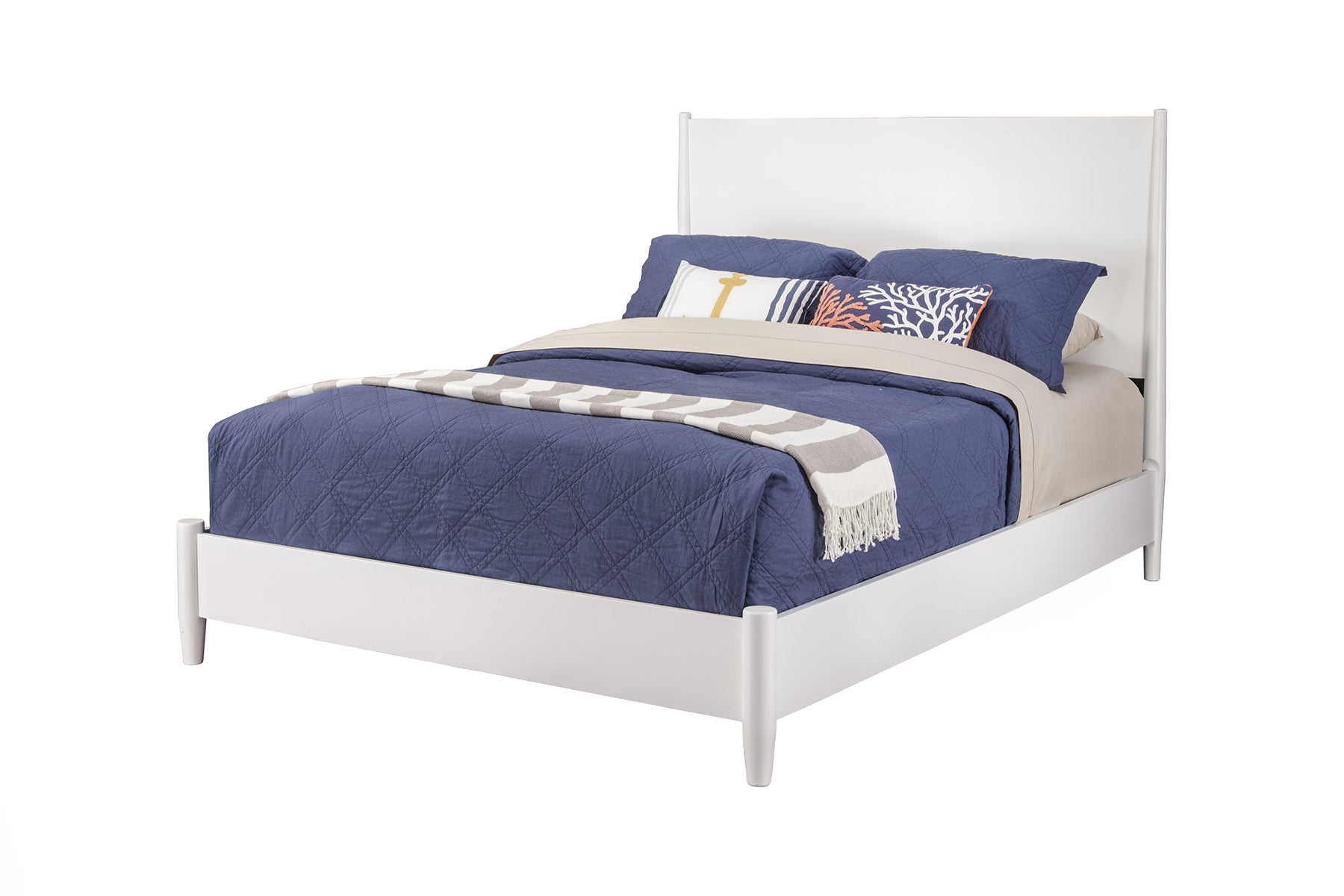 White Solid Wood Full Bed Frame