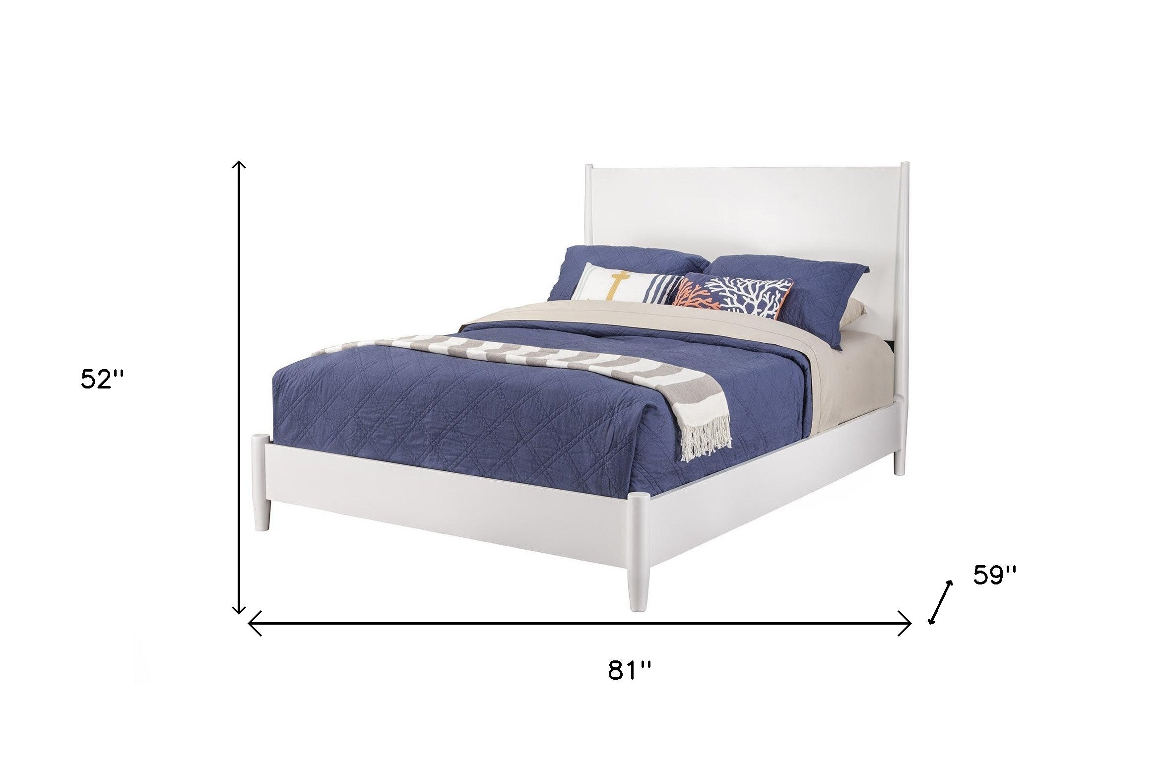 White Solid Wood Full Bed Frame