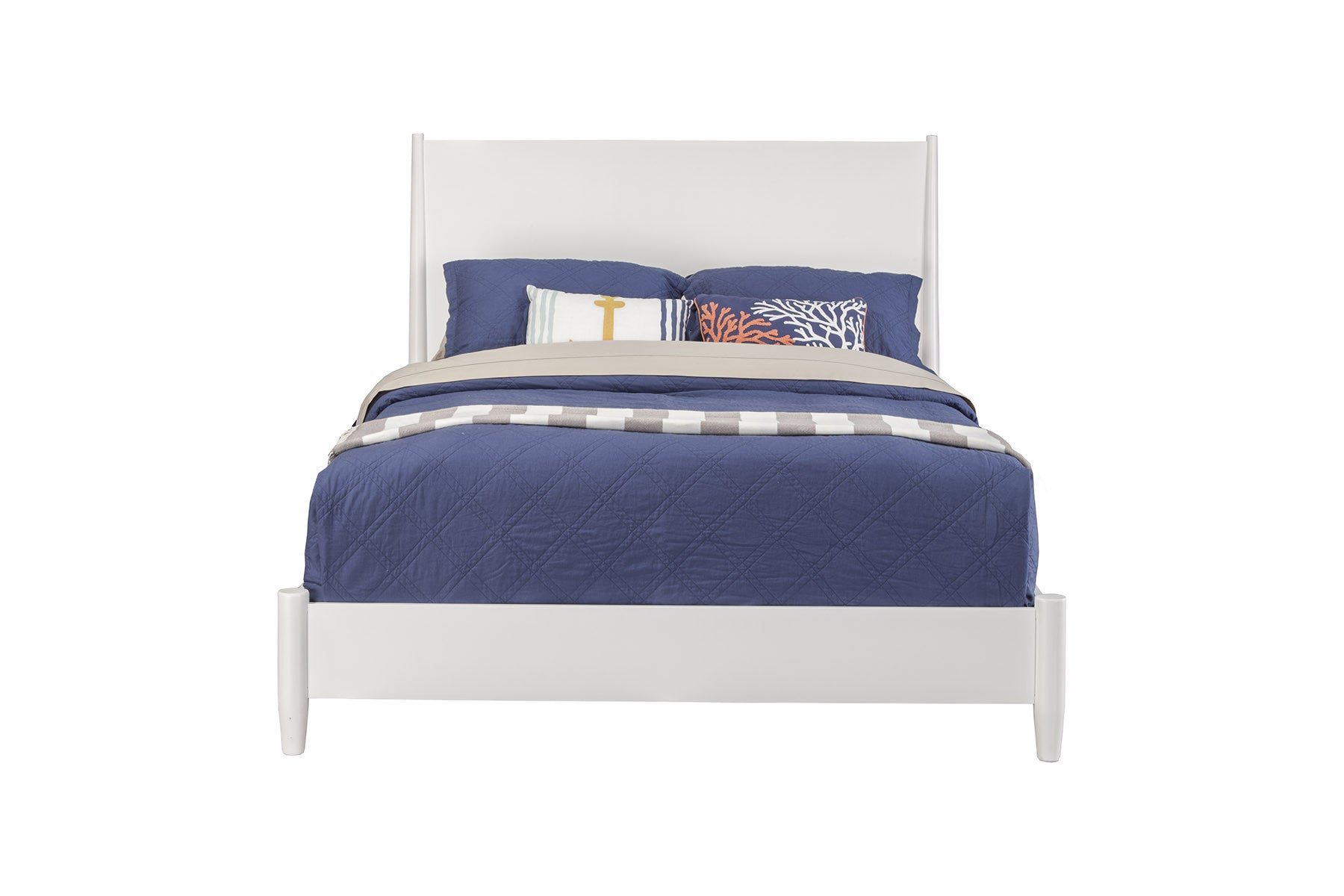 White Solid Wood Full Bed Frame