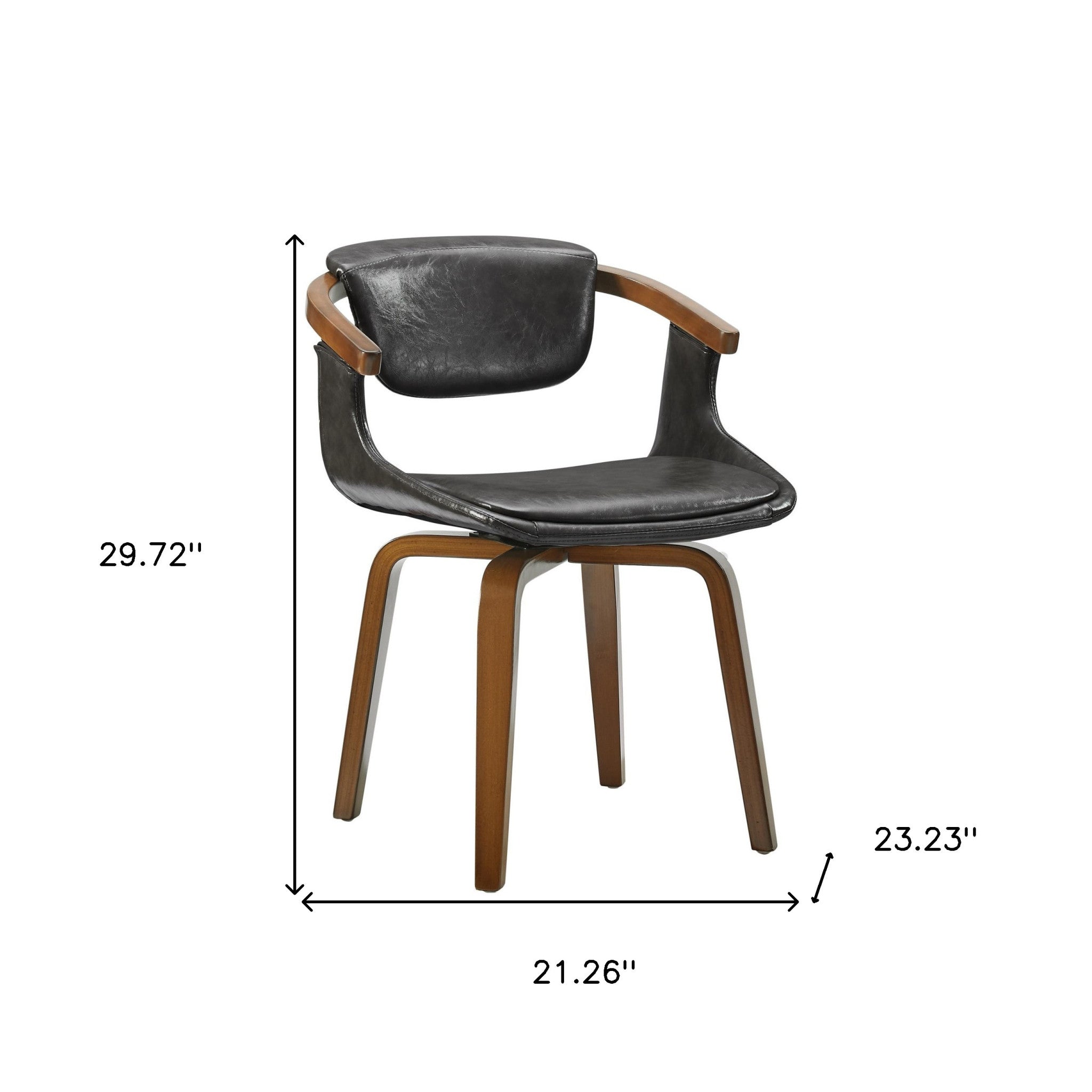 Gray and Brown Upholstered Faux Leather Dining Arm Chair