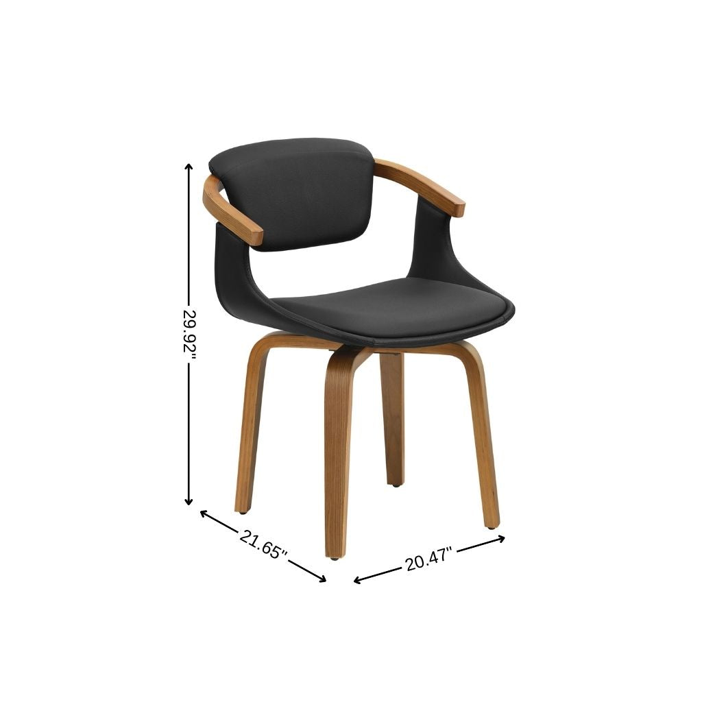 Black and Dark Brown Upholstered Faux Leather Dining Arm Chair