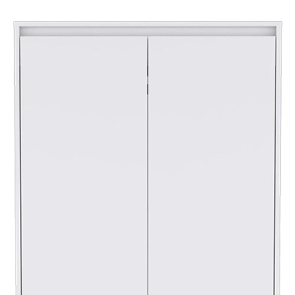 71" White Wood Two Door Two Drawer Combo Dresser