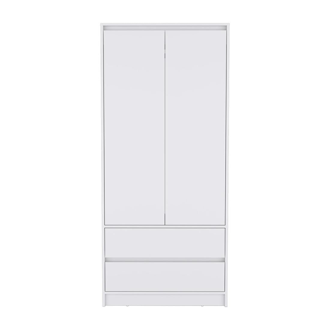 71" White Wood Two Door Two Drawer Combo Dresser