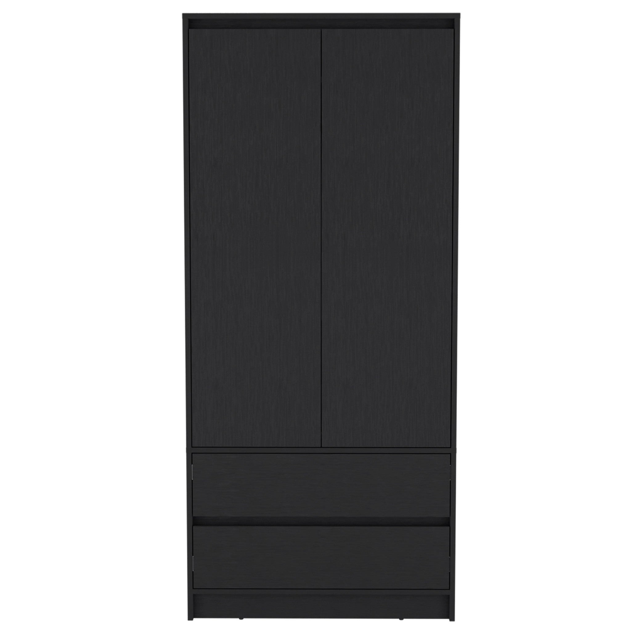 71" Black Wood Two Drawer Combo Dresser