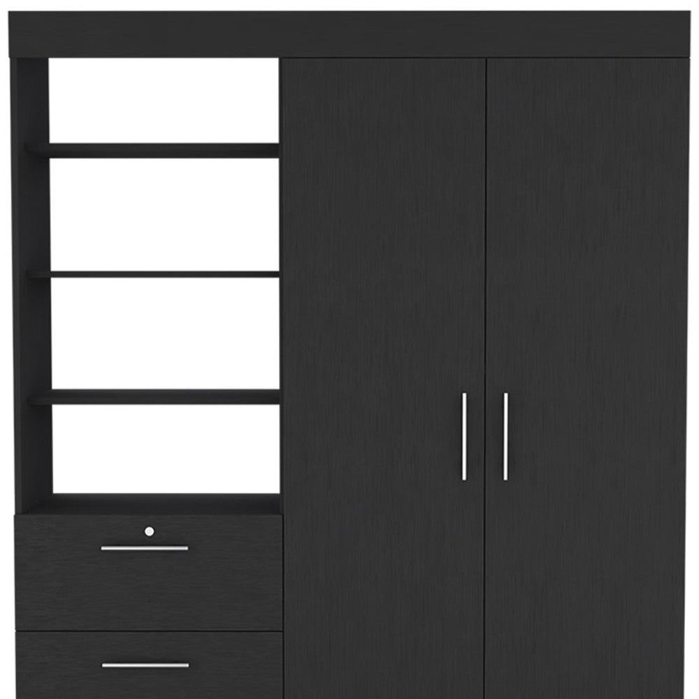 59" Black Wood Three Drawer Dresser