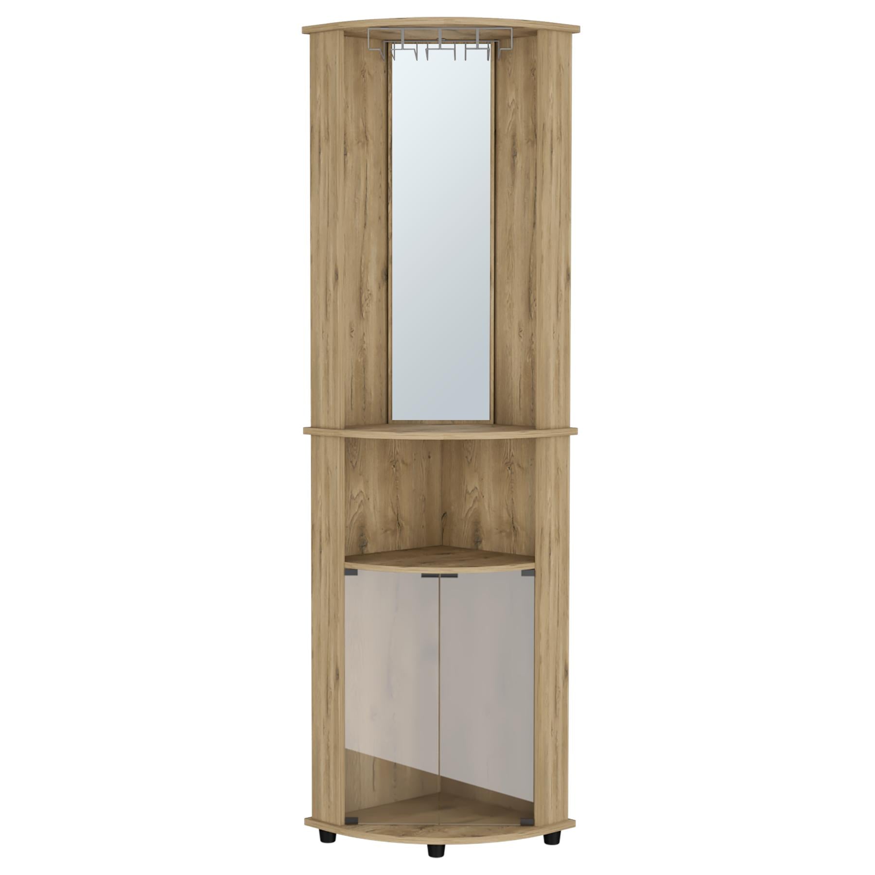 18" Natural Wood Corner Bar Cabinet